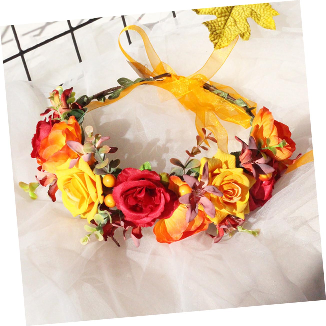 FRCOLOR 3 Pz per con fiore di simulazione garbo grazia floreale di rosa veli per spose cerchietti bambina foglia verde fasce per ragazze struttura copricapo ghirlanda