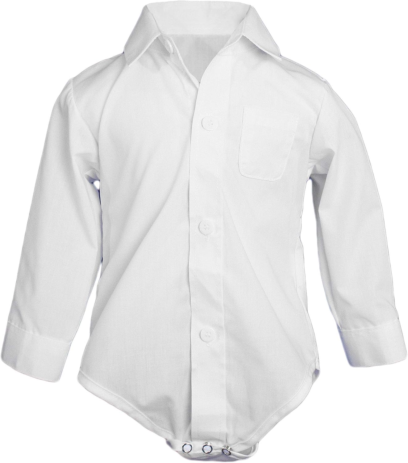 Little Things Mean A Lot Unisex Baby Poly Cotton Button Up White Dress Shirt Bodysuit Romper with Collar