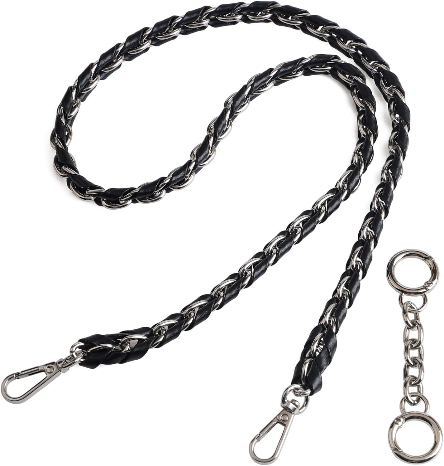 Beaulegan Purse Chain Strap - Microfiber Leather - Replacement for Handbag, Crossbody Shoulder Bag Set of 2, 35.4 Inch Long(Silver)