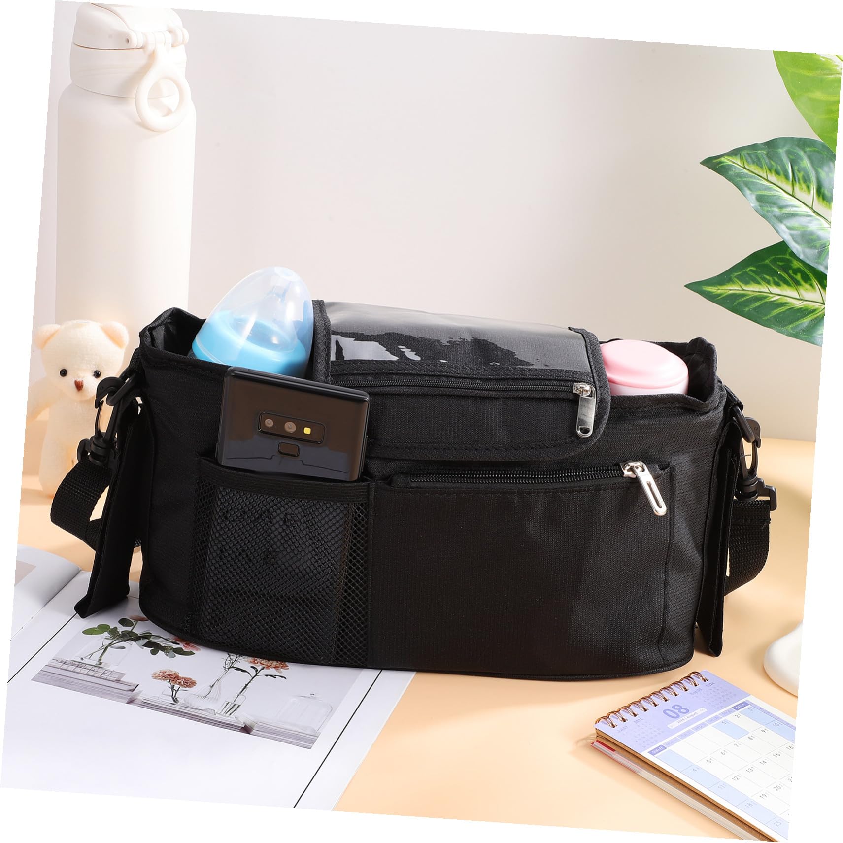 Bolsa Organizadora para Carrito Múltiples Compartimentos Resistentes y Correa Ajustable para Llevar Bolsa Práctica para Almacenamiento Paseos y Viajes