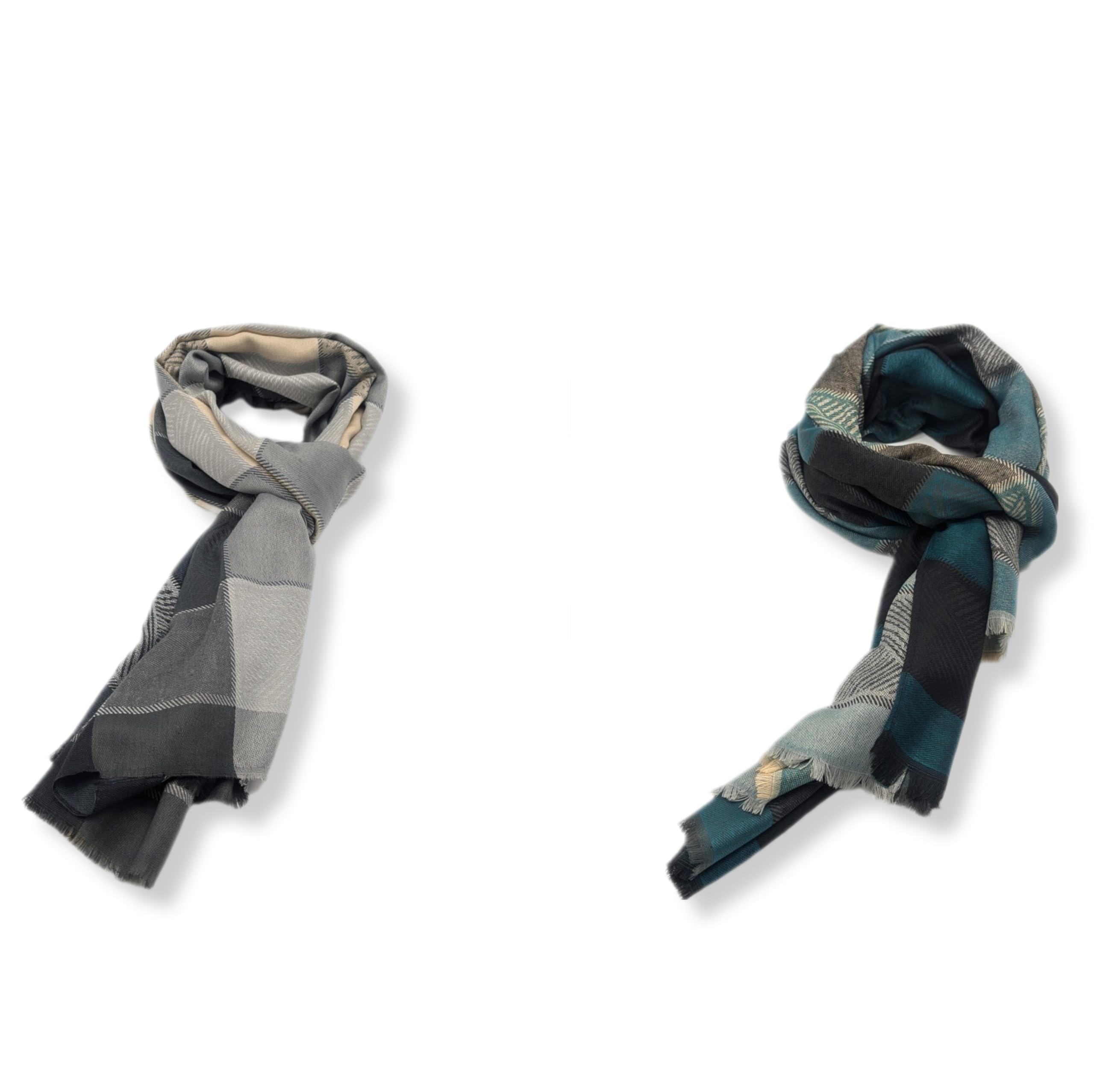 Bufanda para hombre gris-verde de tamaño grande estilo Coppia di Sciarpe 8
