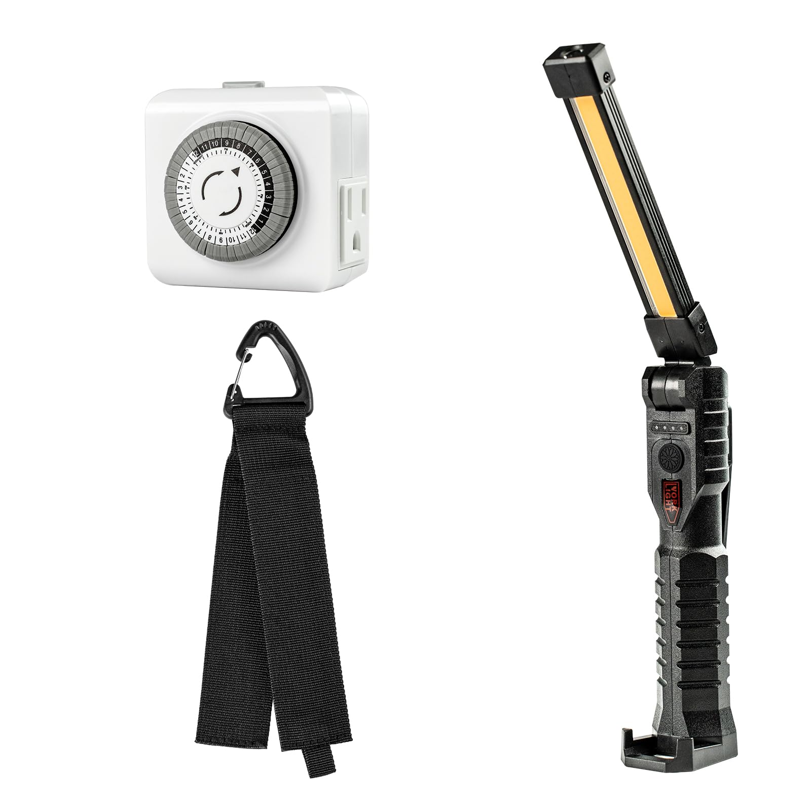 Abestorm Accessories Package. 180° Rotate LED Worklight, Extension Cord Holder Organizer for garage organization and storage, and 24-hour Mechanical