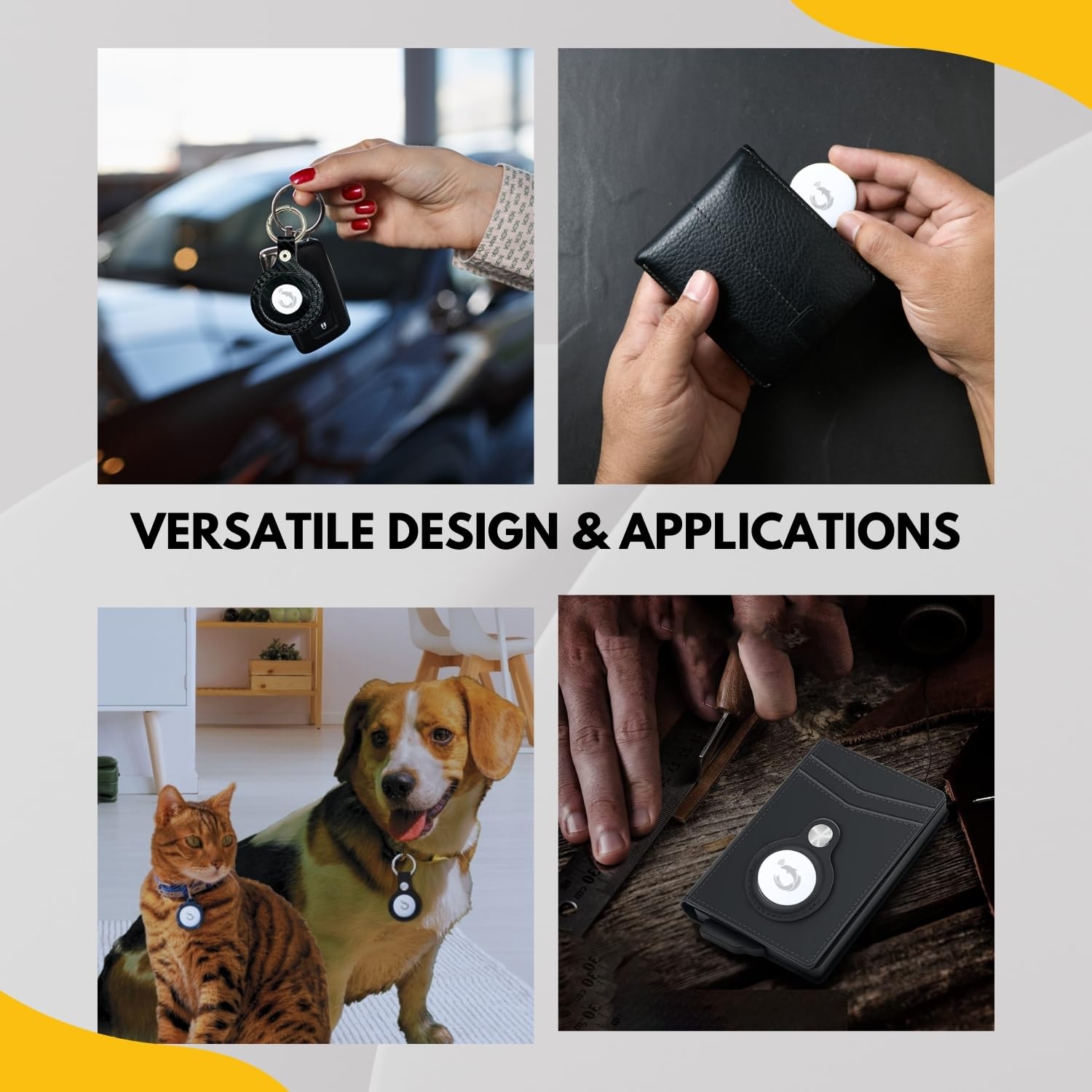 Rex Tag [Pakiet 4] Android Bluetooth Tracker, Autoryzowany Wyszukiwarka Kluczy Google, Tracker bagażu, Lokalizator przedmiotów do kluczy, bagażu, plecaka, zwierząt domowych, kompatybilny z Google Find