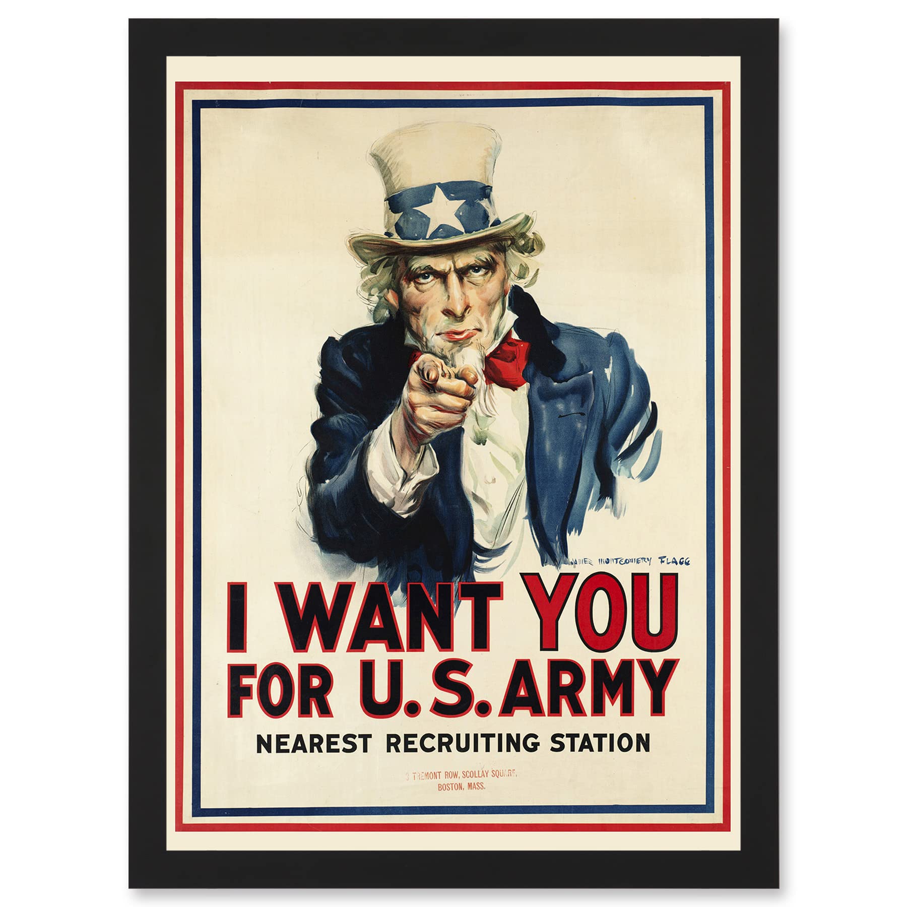 WW2 USA Uncle Sam We Want You Army Iconic A4 Framed Wall Art Print - Artery8