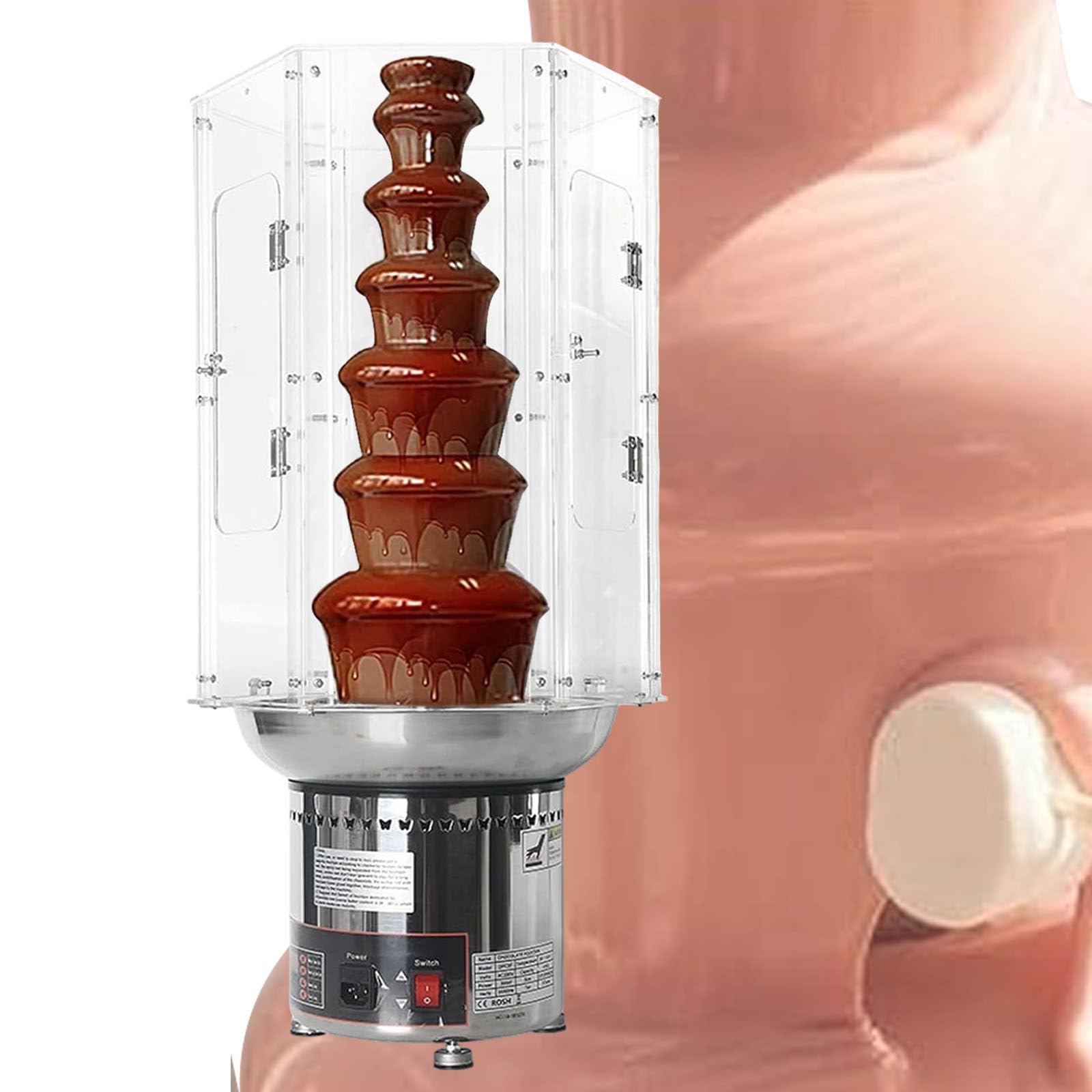 ASerZenith Chocolate Cover, Commercial Chocolate Fountain Cover, 4-7 Tiers Pvc Sauce Furnace Dust Cover,For Weddings, Cafeterias,7Tiers