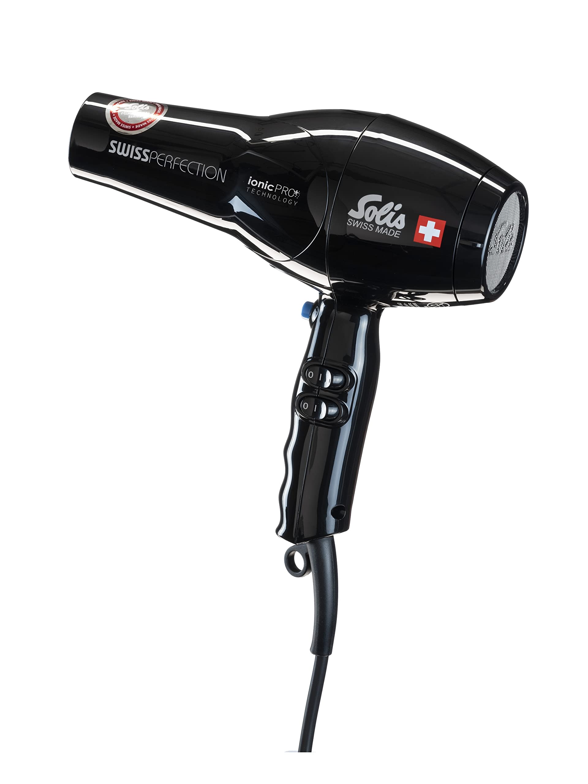 Solis Swiss Perfection 360º ionicPRO 440 - suszarka do włosów Professional - z technologią IonicPRo - Przewód obrotowy o 360º – w zestawie dysza do stylizacji - czarny