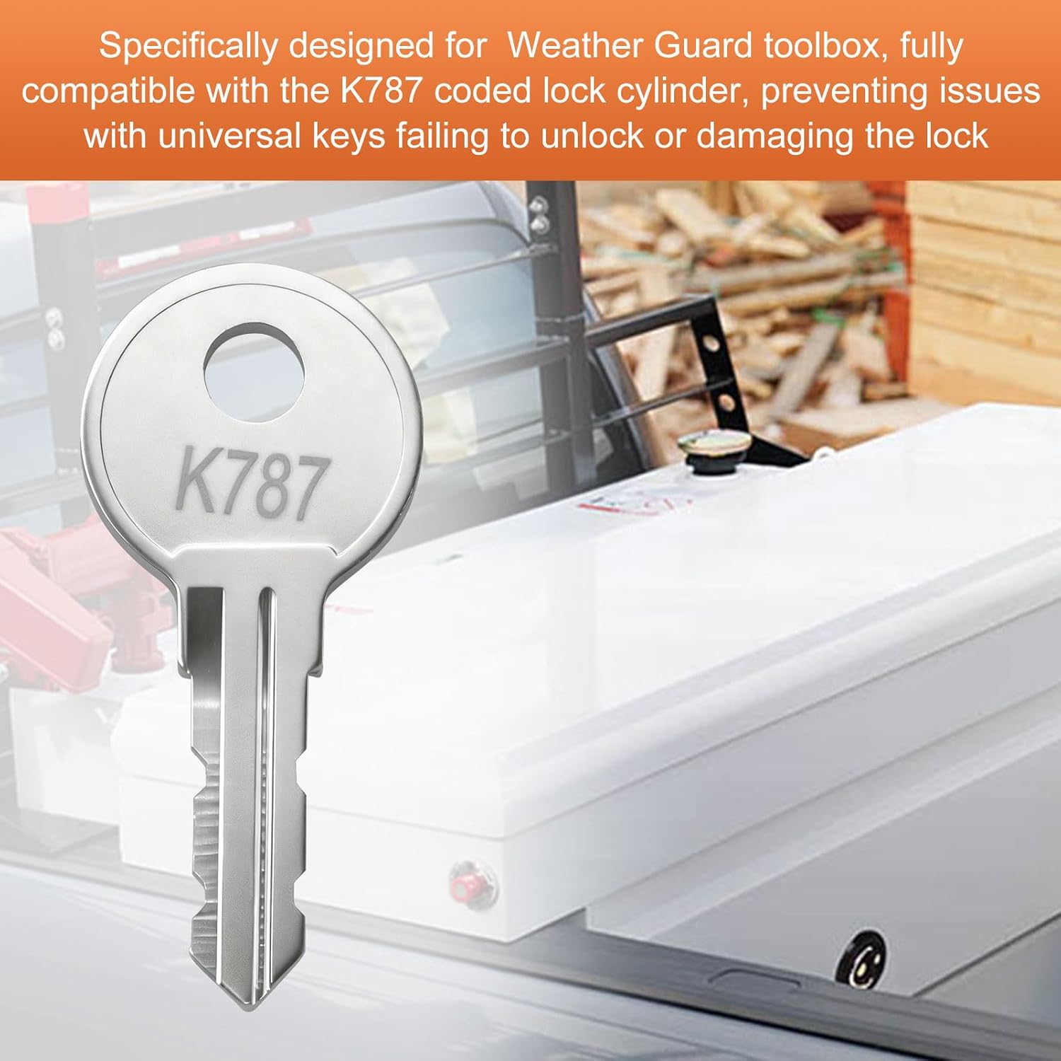 K787 Tool Chests Keys for Weather Guard Cabinet Lock, Pre-Cut Replacement Toolbox Keys for Weather Guard Truck Tool Box (2 PCS)