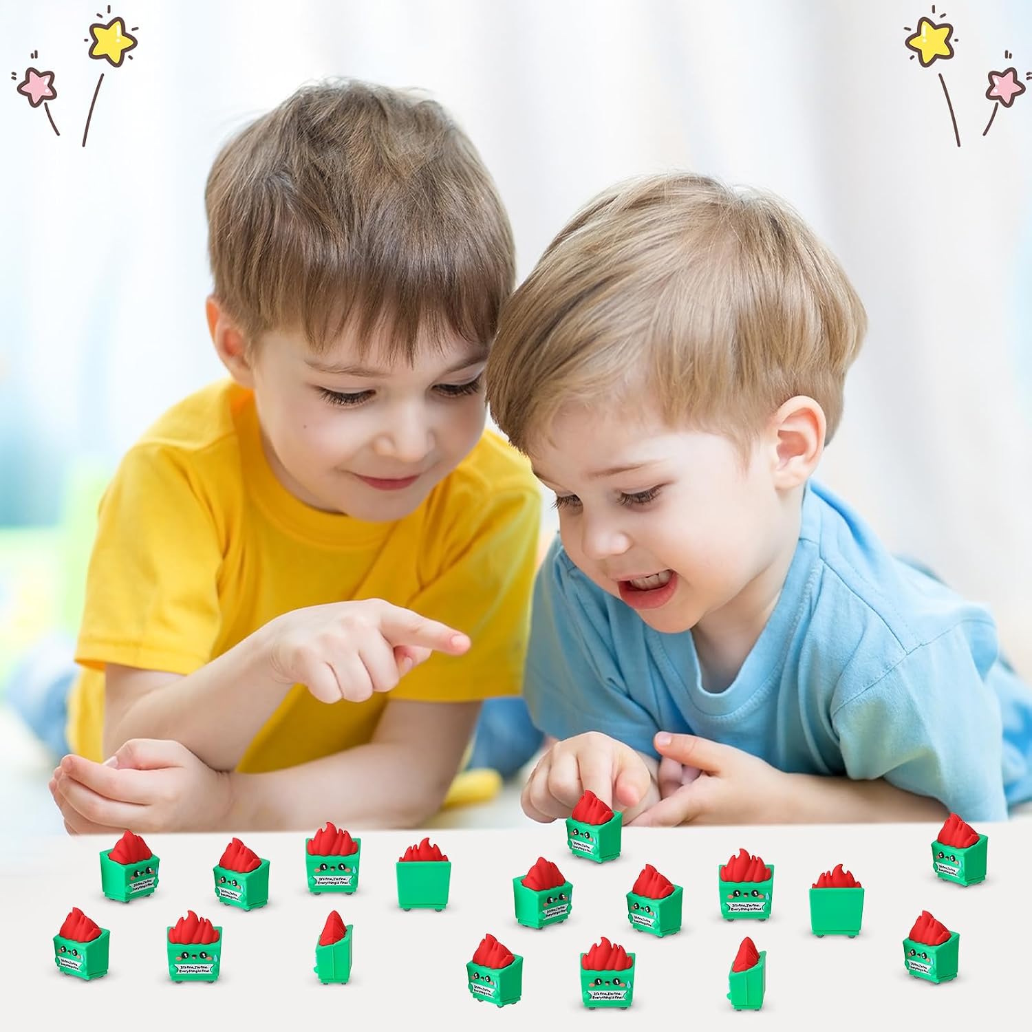 25Pcs Mini Dumpster Fire Figurines, Positive Mini Dumpster Toy Figures to Hide, Emotional Dumpster Fire Stress Toy, Funny Desk Accessories Decor for Staff, Teacher, Coworker, Nurse (PVC)