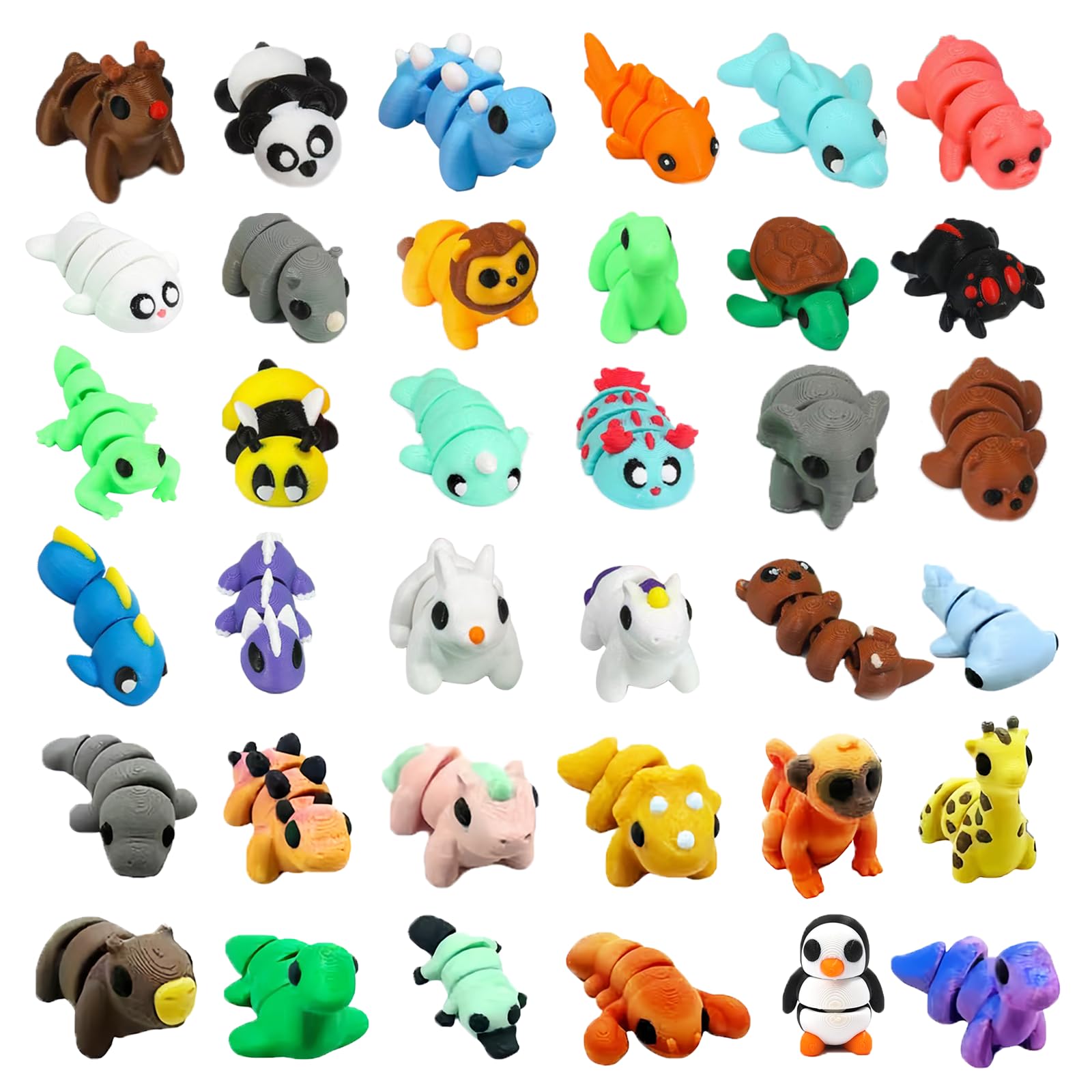 25Pcs Mini 3D Printed Animals Figurines Set – Flexible Poseable Fidget Toys, Mystery Collectible Toys, Party Favors, Stress Relief Desk Decor, Christmas Stocking Stuffers, Office Birthday Gifts