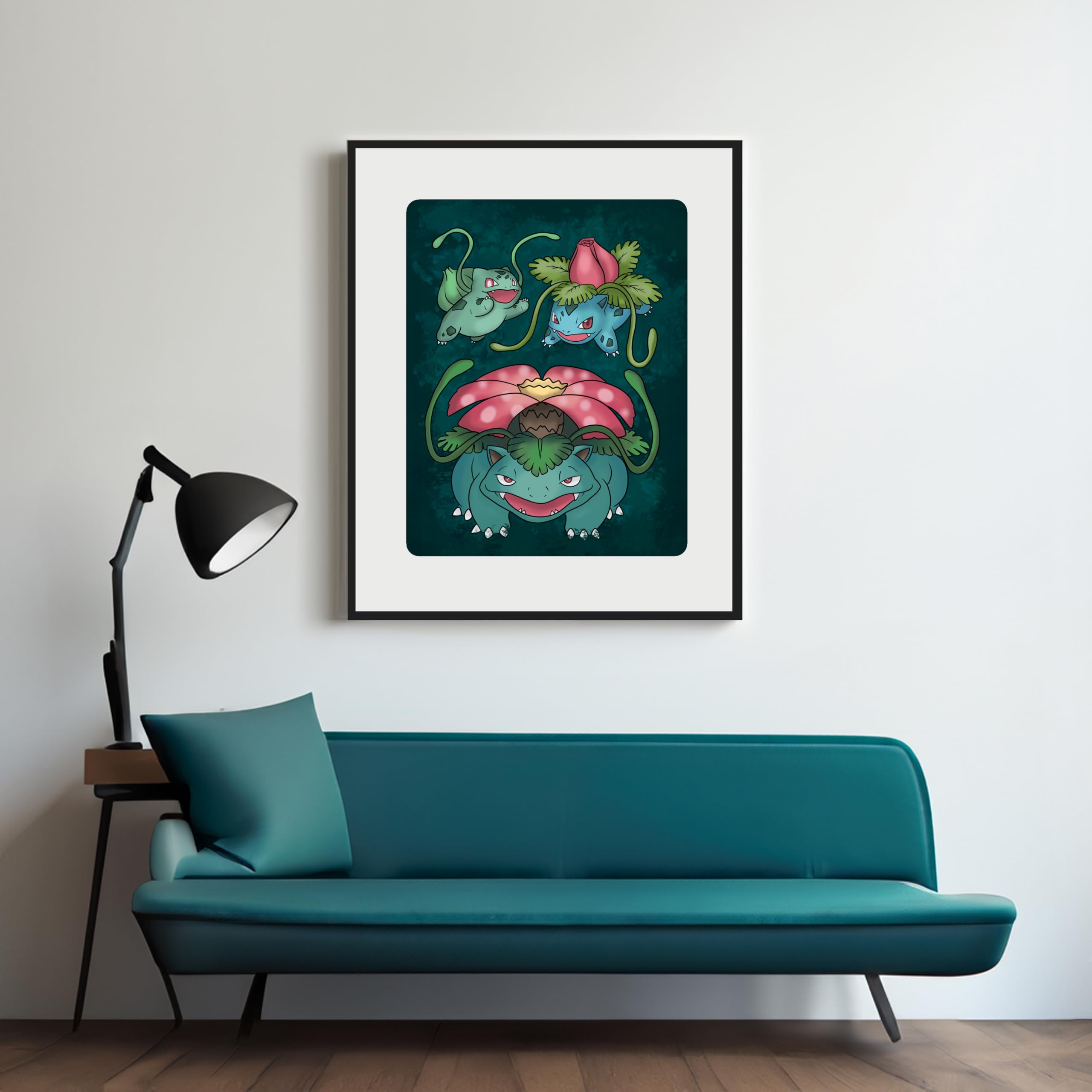 Evalution series 0013 Bulbasour, Ivysaur,Venusaur- PokΓ©mon Kanto Abstract Art Print. Fan Art for Living Room, Bedroom, Dining Room, Nursery, Office, Home Decor A3/A4 (A3 Cardstock Glossy)