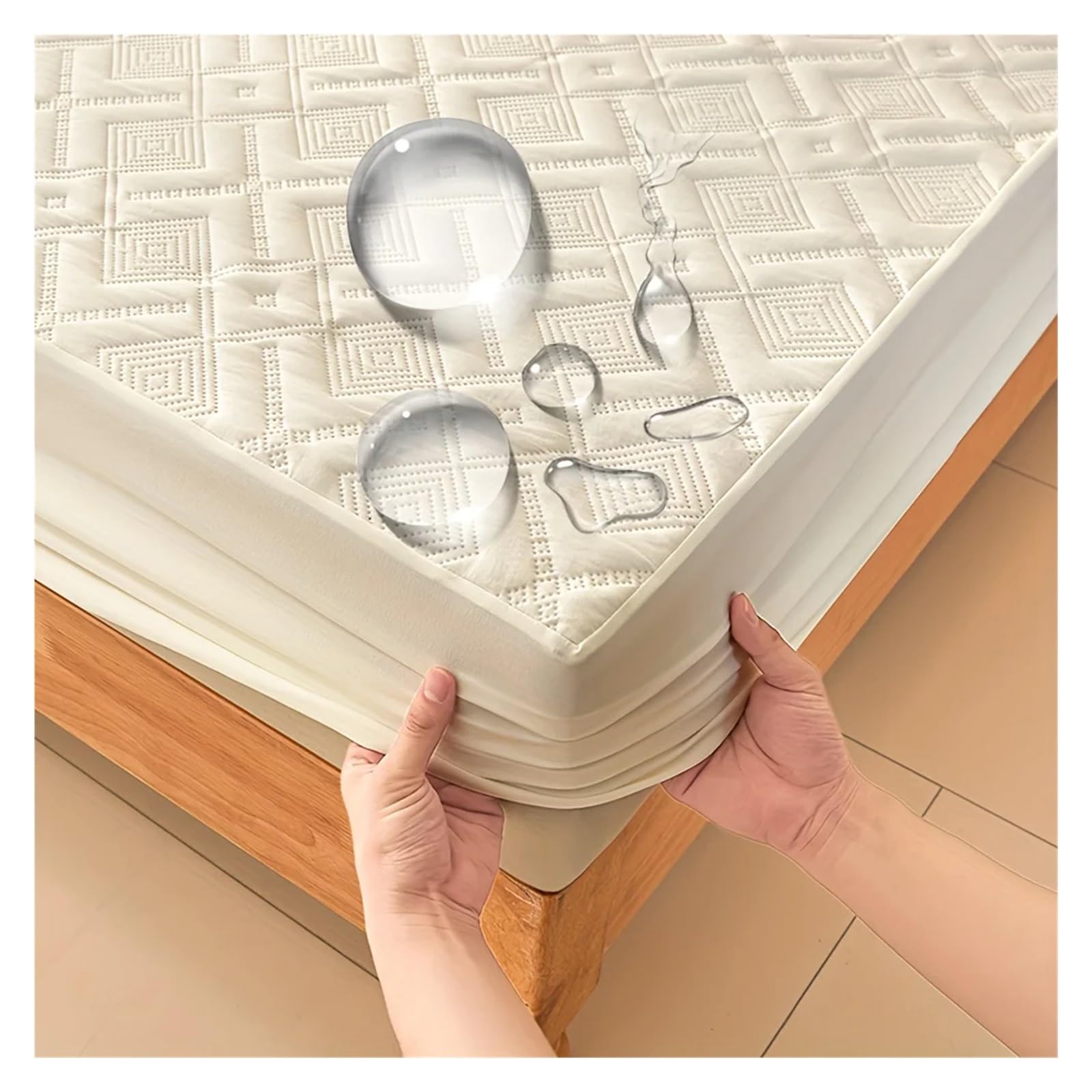 1 protège-Matelas matelassé épais et imperméable, antidérapant Anti-poussière, Drap-Housse pour Les Chambres et Les hôtels(White,180x200x30cm)