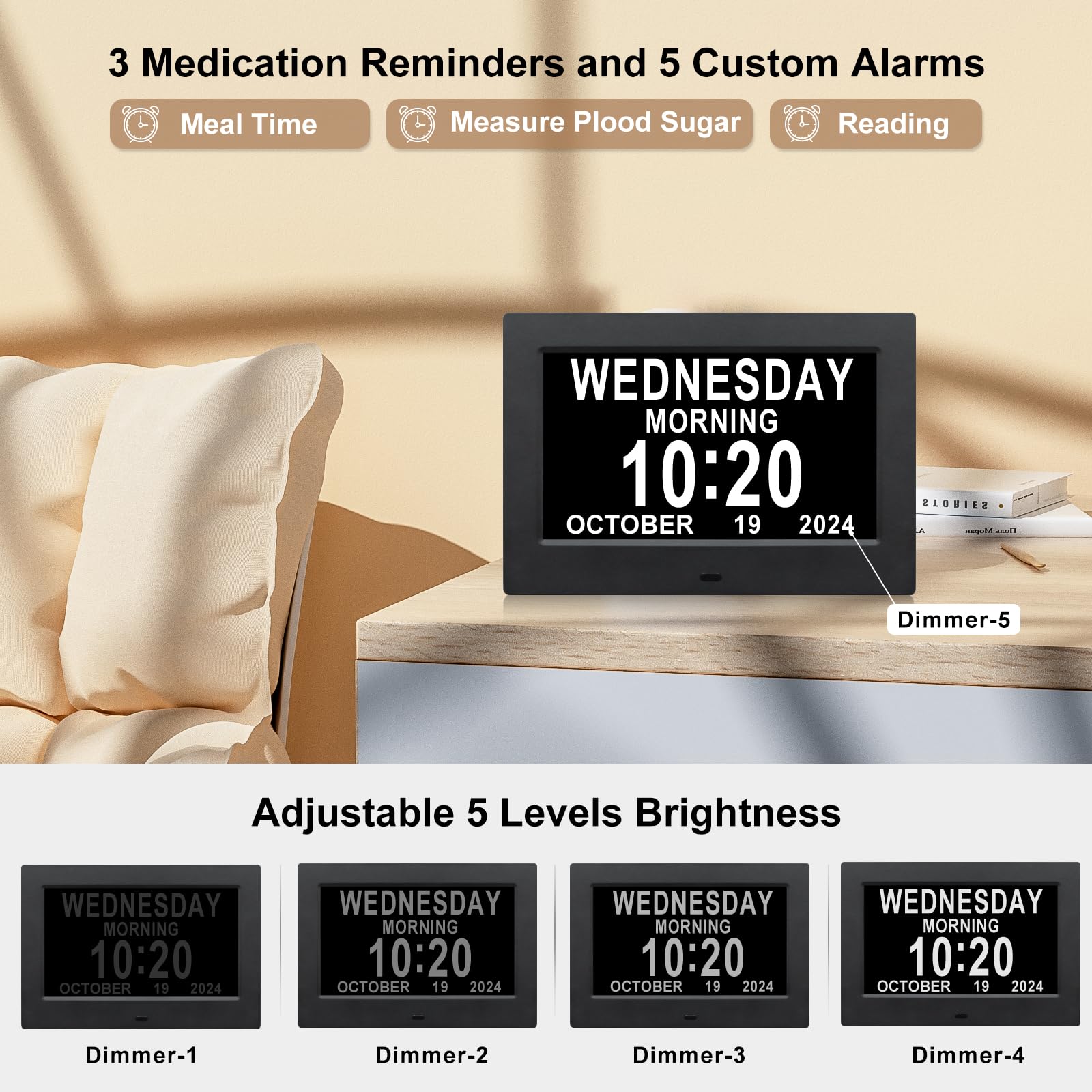 American Lifetime Clock Dementia Extra Large 10 Inch Digital Calendar ...