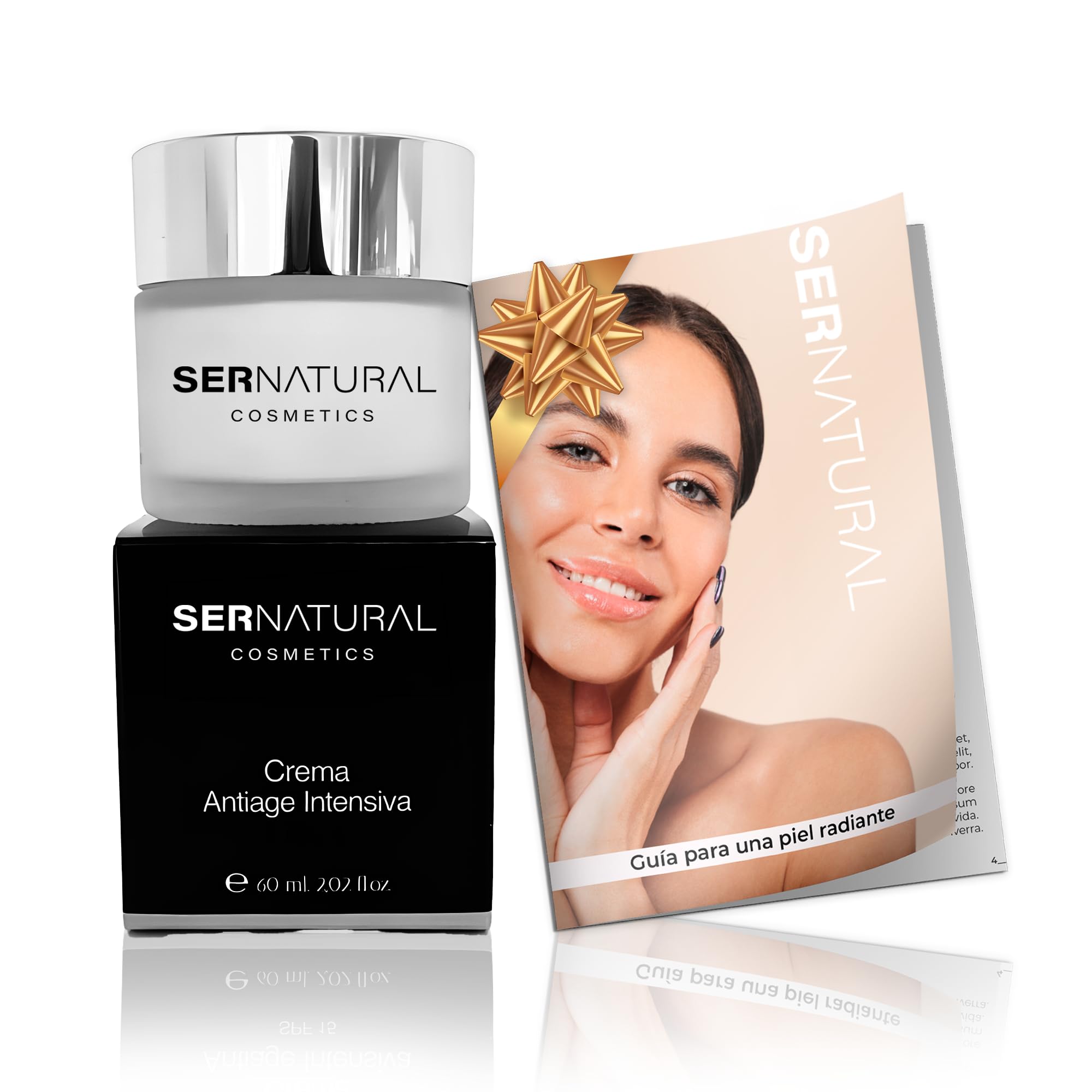 Crema Antiedad, Crema Antiarrugas Mujer, Crema Día y Noche Antiedad + Guía Cuidado Piel, 30-60 Años, Apto Para Hombres, Crema Facial Antiarrugas, Ingredientes Naturales, Mejora Elasticidad, 60 ml.