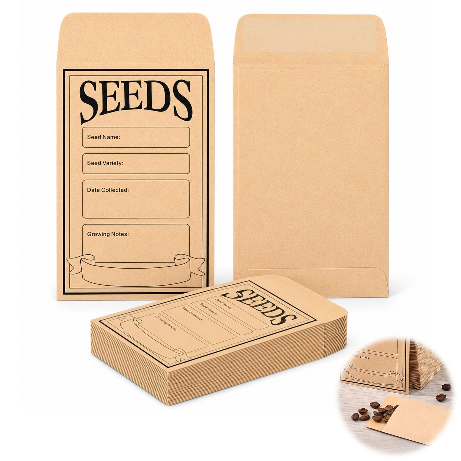 100 PCS Seed Envelopes, Self-Adhesive Seed Envelopes Small