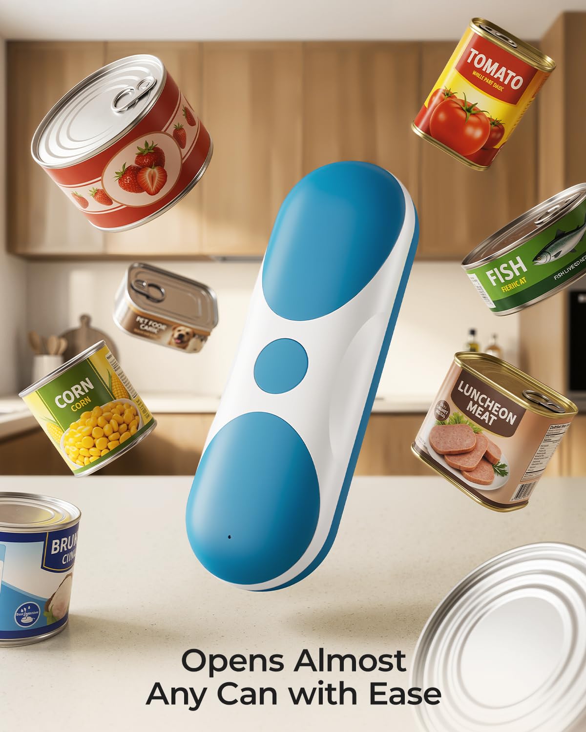 Apriscatole elettrico ricaricabile per anziani con artrite, funzionamento a batteria, funzionamento automatico one-touch, a mani libere, con bordo liscio, per lattine piccole o grandi