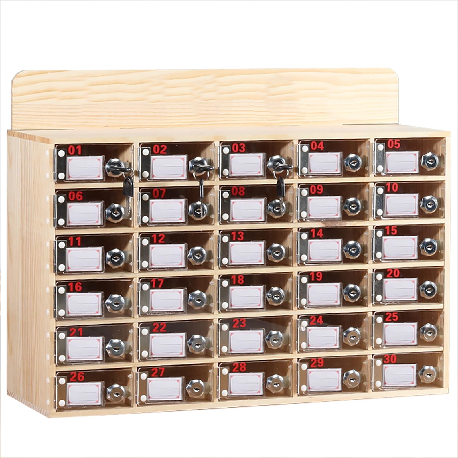 Handy-Schließfach aus Holz mit 30 Schächten – Sichere Acryl-Türaufbewahrung für Schulen, Fitnessstudios, Fabriken und Labors – Mitarbeiter-Schließfächer für Prüfungsräume und Arbeitsplätze, große