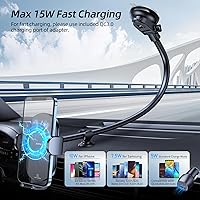 Vista 2 de APPS2Car Wireless Car Charger 15W Fast Charging Car Phone Holder Charger Wireless Car Charger Mount for Dashboard Windshield Air Vent Compatible