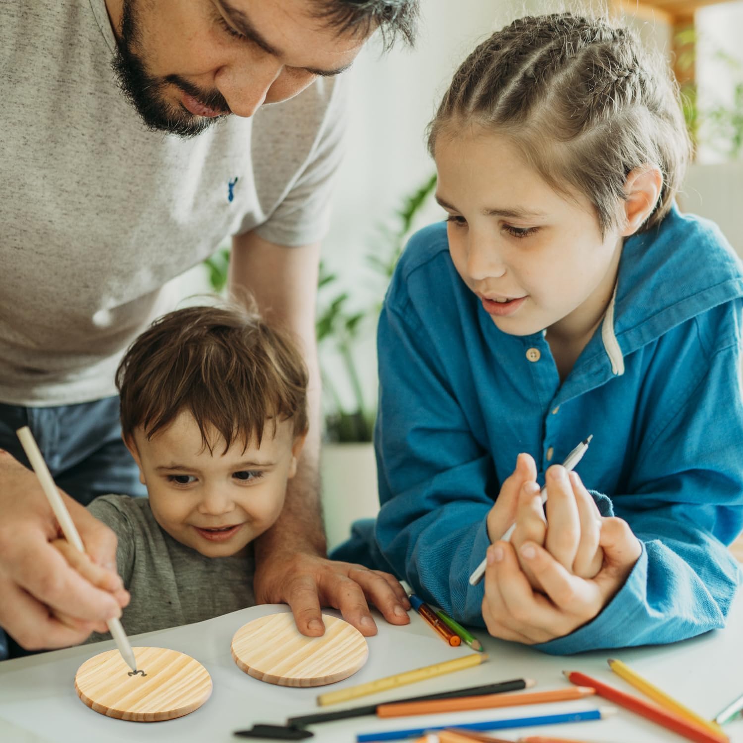 96 pcs Unfinished Wood Coasters for Crafts,Cymuber 4 Inch Blank Wooden Coasters,Blank Coaster with Non Slip Pad for DIY Stained Painting Wood Engraving Wedding Halloween Christmas Home Decoration