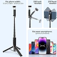 Vista 2 de Selfie Stick - Trípode de aleación de aluminio para selfie stick con soporte de trípode plegable para viajes, rotación de 270 grados, compatible
