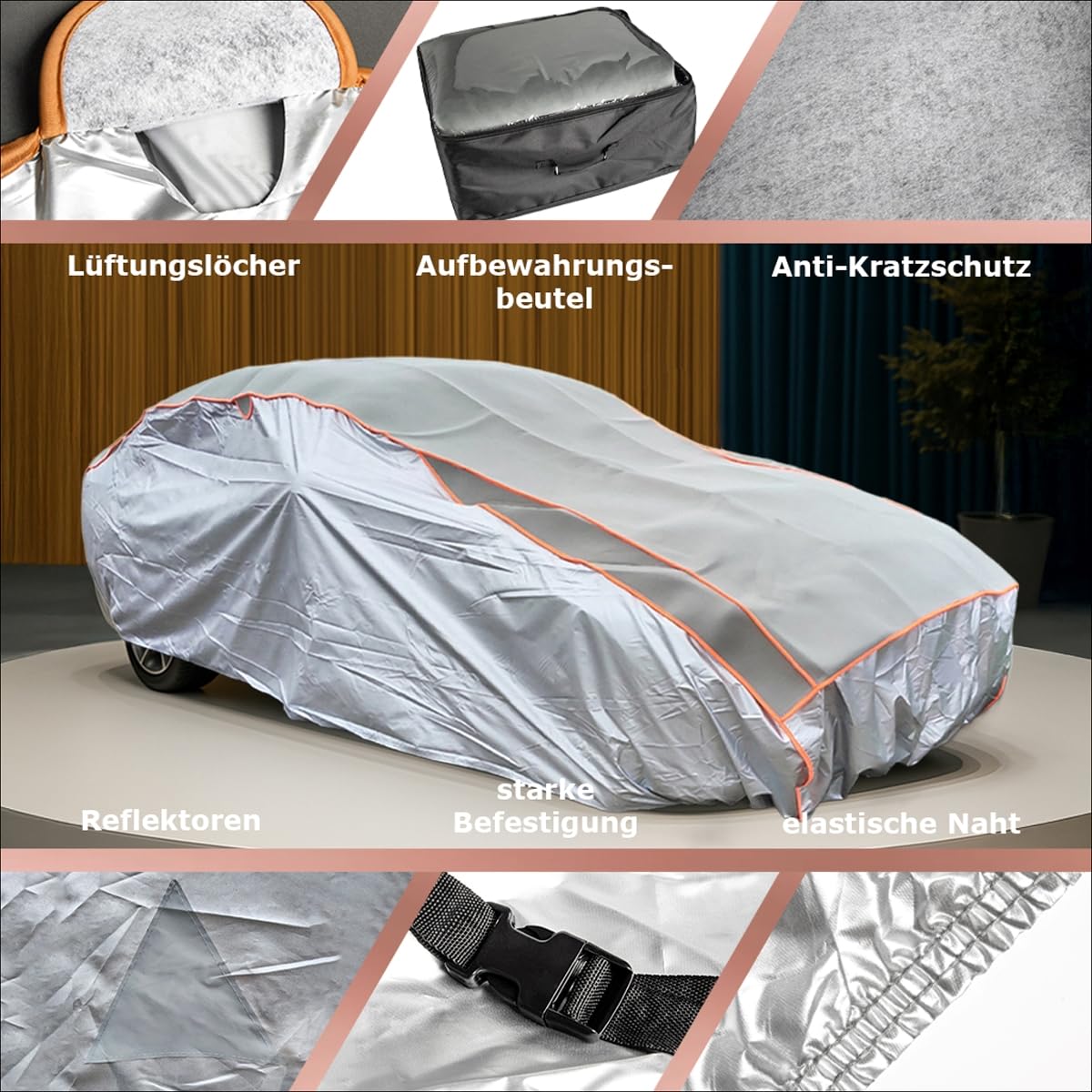 LST Hagelschutzplane Auto - Hagelschutz Abdeckplane Auto, 5mm Eva-Hybrid-Schaum, A​uto abdeckplane für Außenbereich A‌uto Abdeckung, Autogarage wasserabweisend (L max. Länge 470cm)
