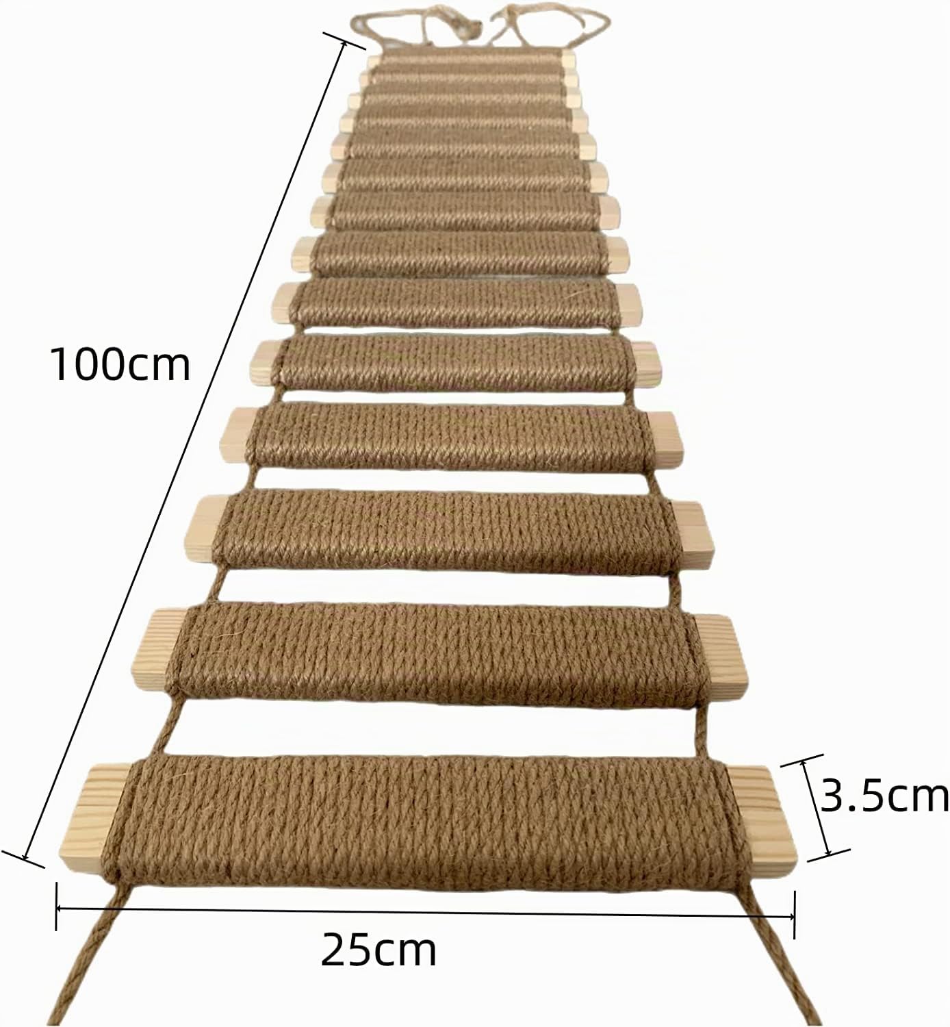 Katzenkletterleiter zur Wandmontage, Katzenbrücke, Massivholz, Haustiermöbel, Sisalseil, Regale, Kätzchen, Spielzeug, Baum, Turm (Sisalleiter, 100 cm)
