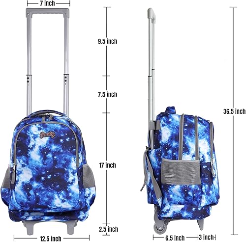 Miniatura 4 de seastig Rolling Backpack 18in Double Handle Backpack Kids Wheeled Backpack Roller Backpack with Lunch Bag Set Girls Boys