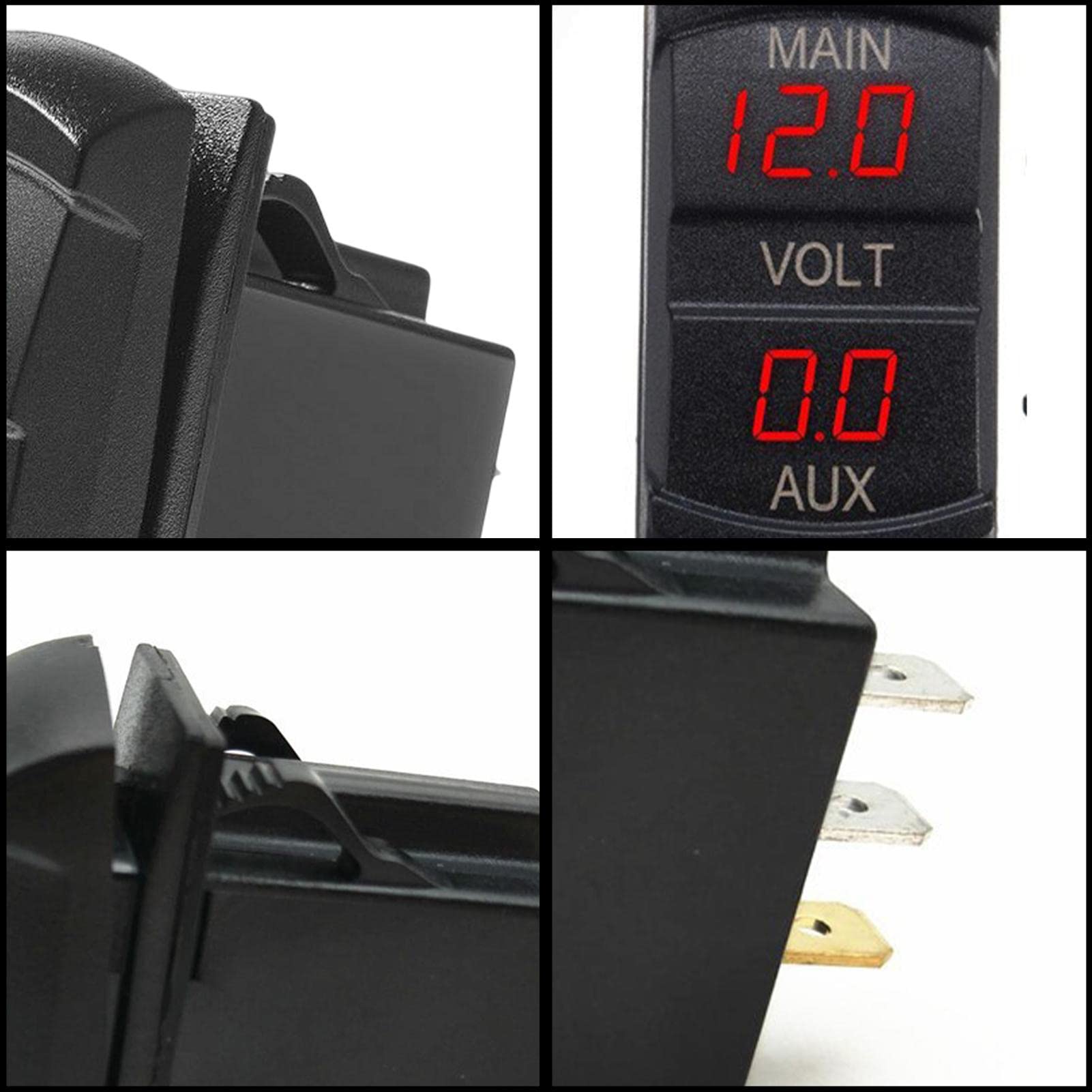 Medidor de voltios de batería dual, voltímetro doble digital LED de 12 V-24 V, probador de medidor de voltaje compatible con coche, camioneta, caravana, camión, paquete de batería Zorq