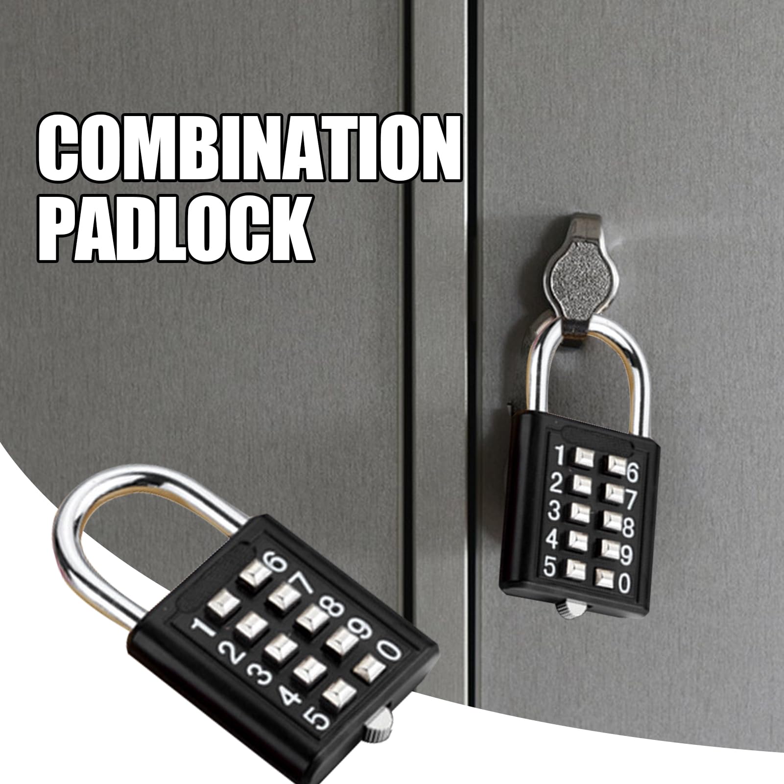 Kumprohu Gym Padlock with Code - 8/10 Digits Small Locker Lock | Students Toolbox Button Combination Security Padlock, Practical