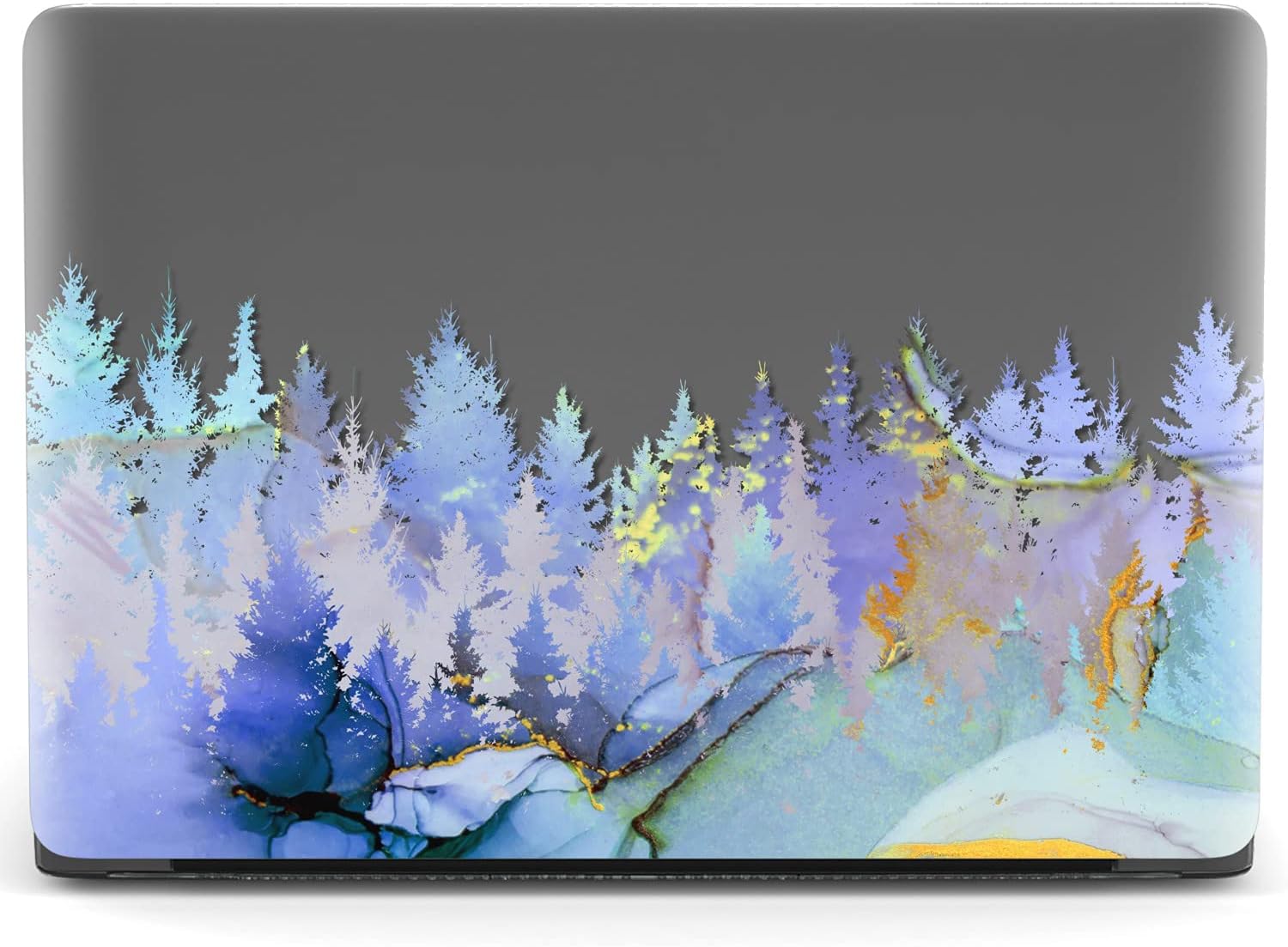 Mertak Hard Case Compatible with MacBook Pro 16 14 Air 15 13 inch M3 M2 M1 Mac 2024 2023 2022 2018 Marble Shell Forest Bue Abstract Women Protective Paint Trees Girls Cover Teal Plastic Laptop Print