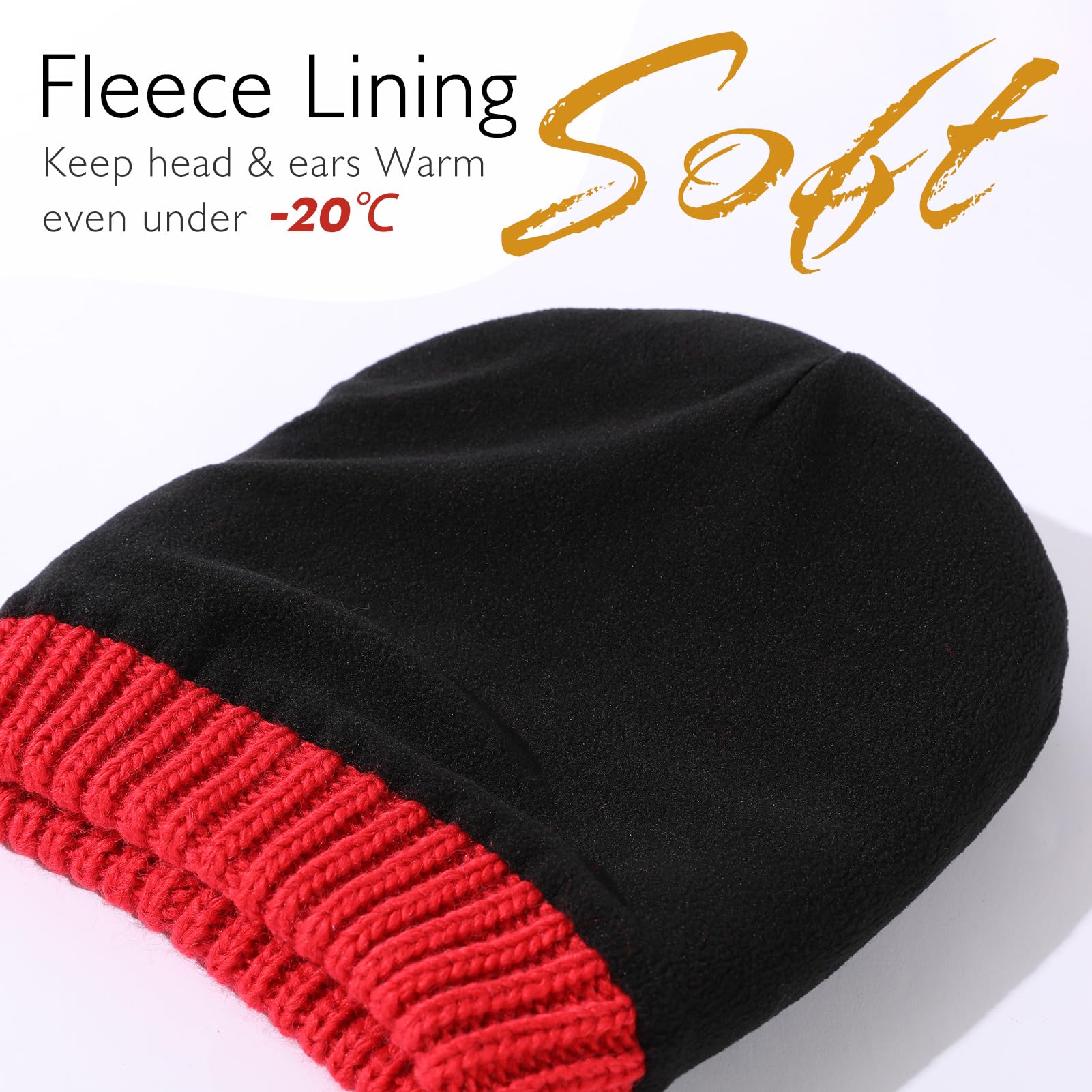 TOP-EX Slouch Beanie Mützen für Damen aus 100 % Merinowolle, Wollmütze mit schickem Fellbommel, Satin oder Fleecefutter