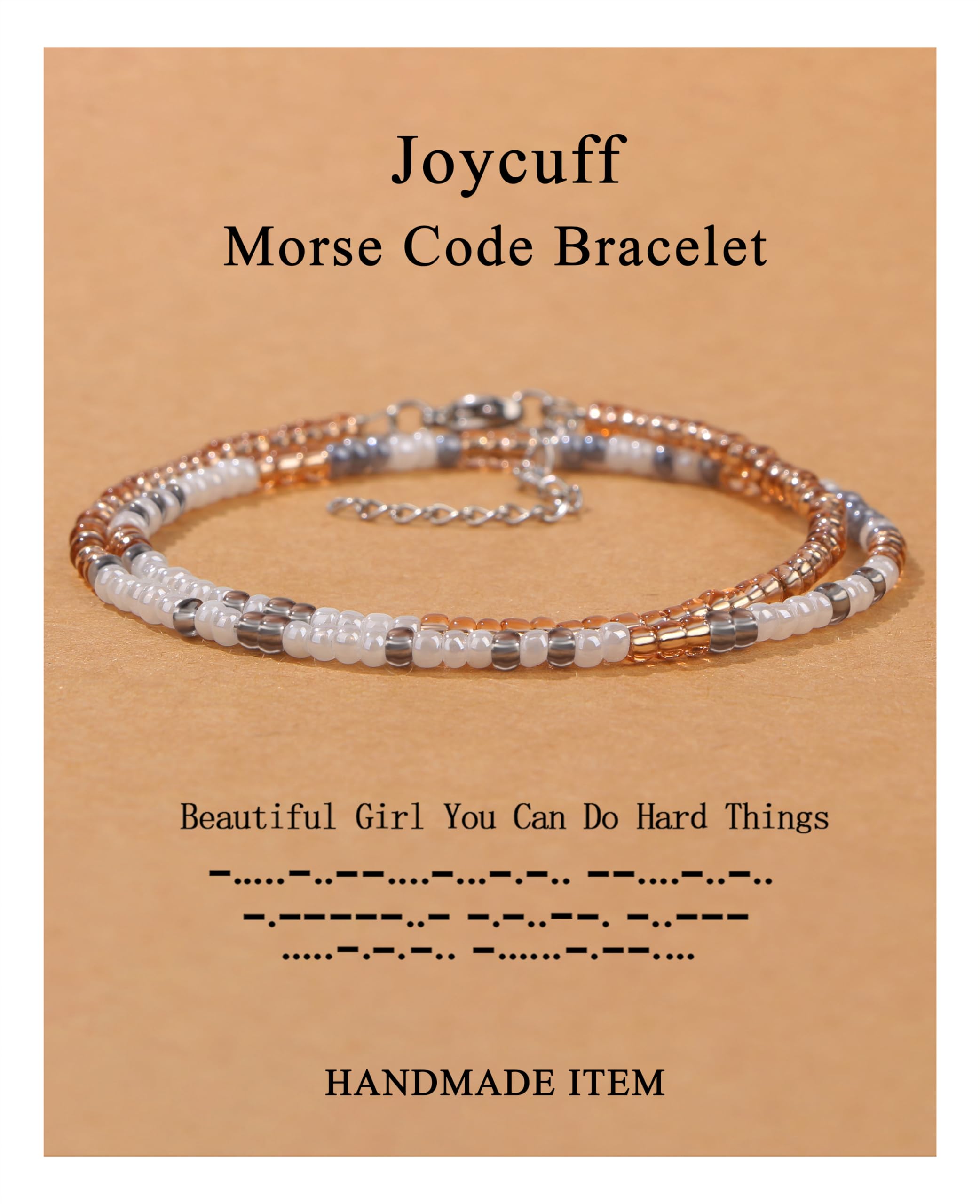 JoycuFF Inspirational 𝐌𝐨𝐫𝐬𝐞 𝐂𝐨𝐝𝐞 𝐁𝐫𝐚𝐜𝐞𝐥𝐞𝐭𝐬 for Women Funny Jewelry Birthday Valentines Gifts for Her Mother Aunt Daughter Sister Best Friend Bead Wrap Bracelets Adjustable