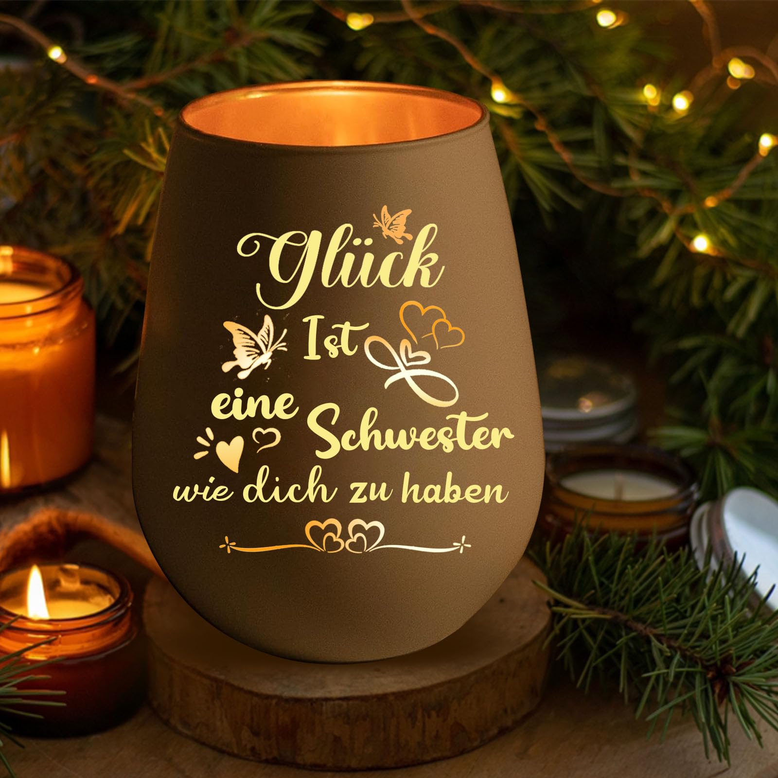 Schwester Geschenk, Windlichter mit Gravur Geschenke für Schwester Frauen, Geburtstagsgeschenke für Schwester Hochzeit Geschenke Beste Freundin Freundschaft Weihnachts (Weiß-Schweter)