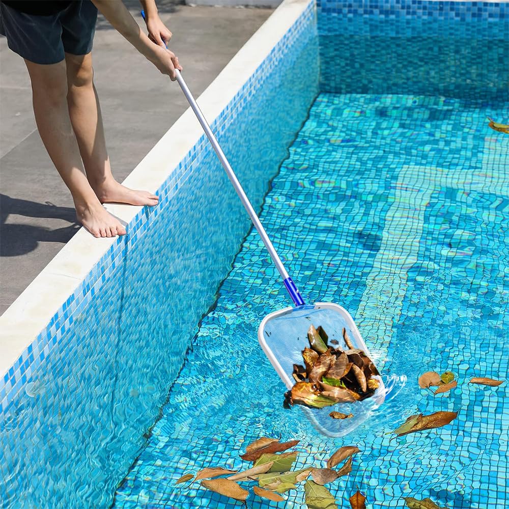Épuisette Piscine à Mailles Fines, Accessoires Piscine Nettoyage pour Algues, Spas, Fontaine