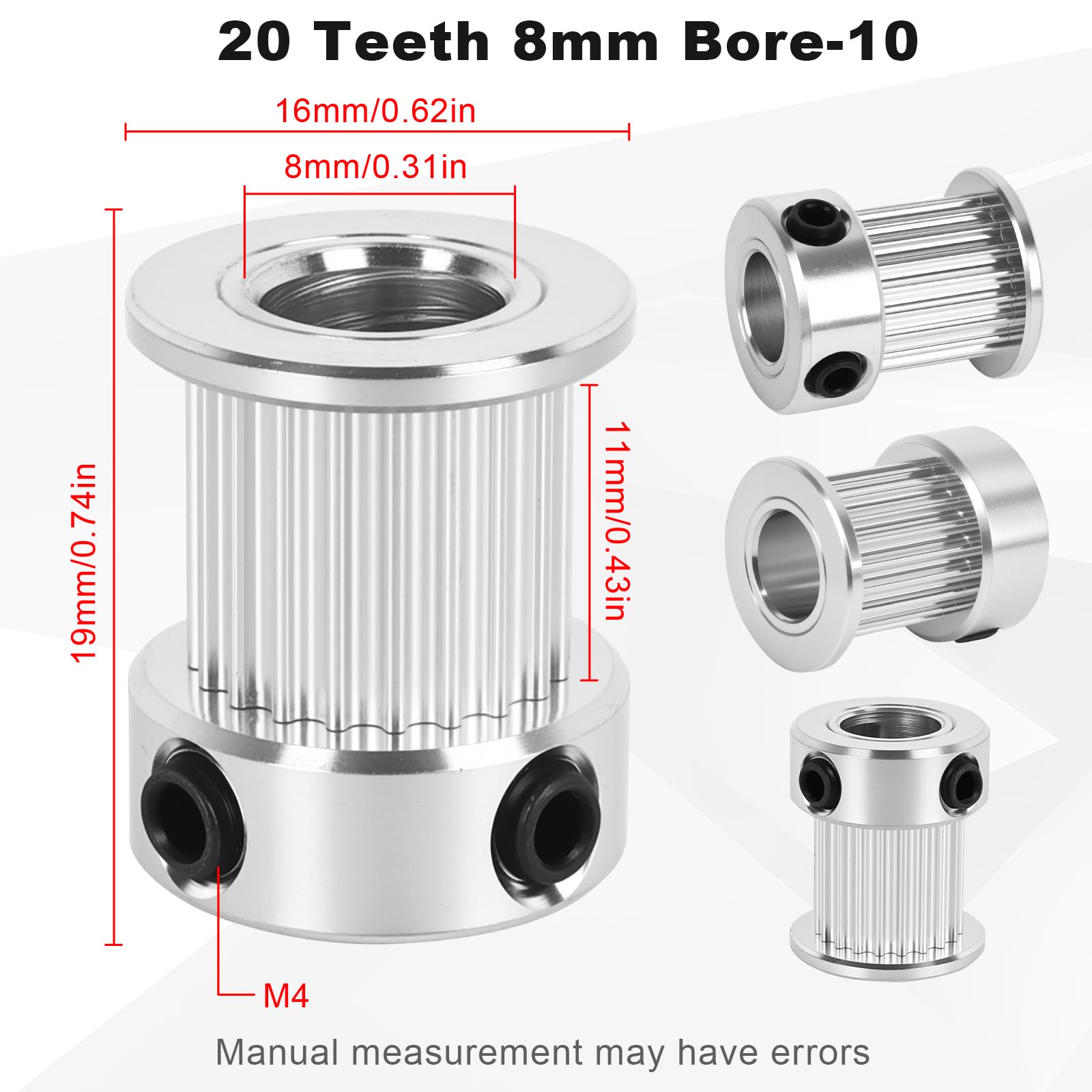 12 Pack GT2 Timing Belt Pulley 20 Teeth,8mm bore,synchronous Pulley — Amazon image 2