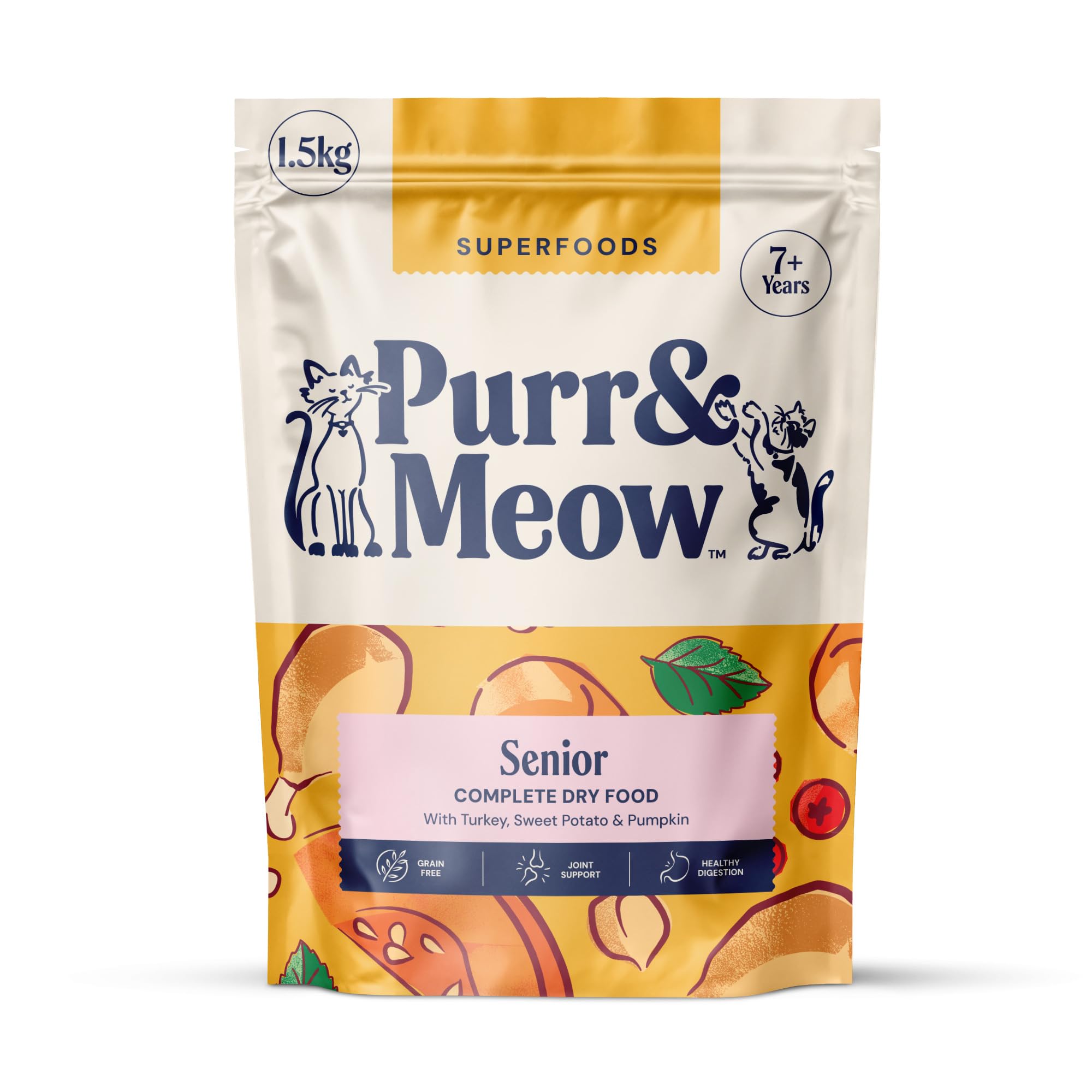 Purr & Meow - Senior Cat Superfood Complete Dry Cat Food, Turkey, 1.5kg