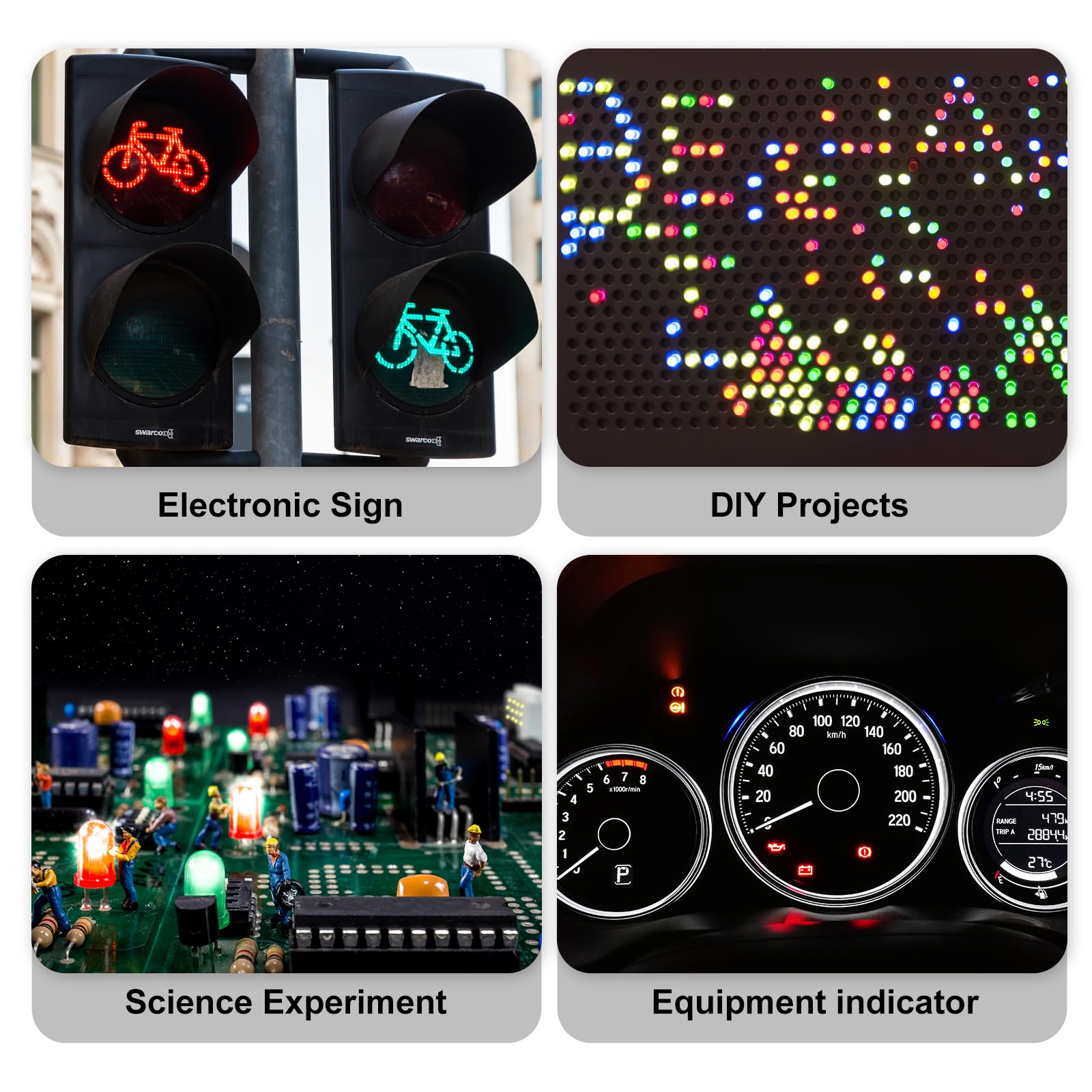 120 diodi LED pre-cablati da 5 mm (6 colori × 20 pezzi), 12 V, indicatori LED con fili abbinati da 20 cm, custodia in plastica per illuminazione fai da te, esperimenti di circuito, progetti hobby