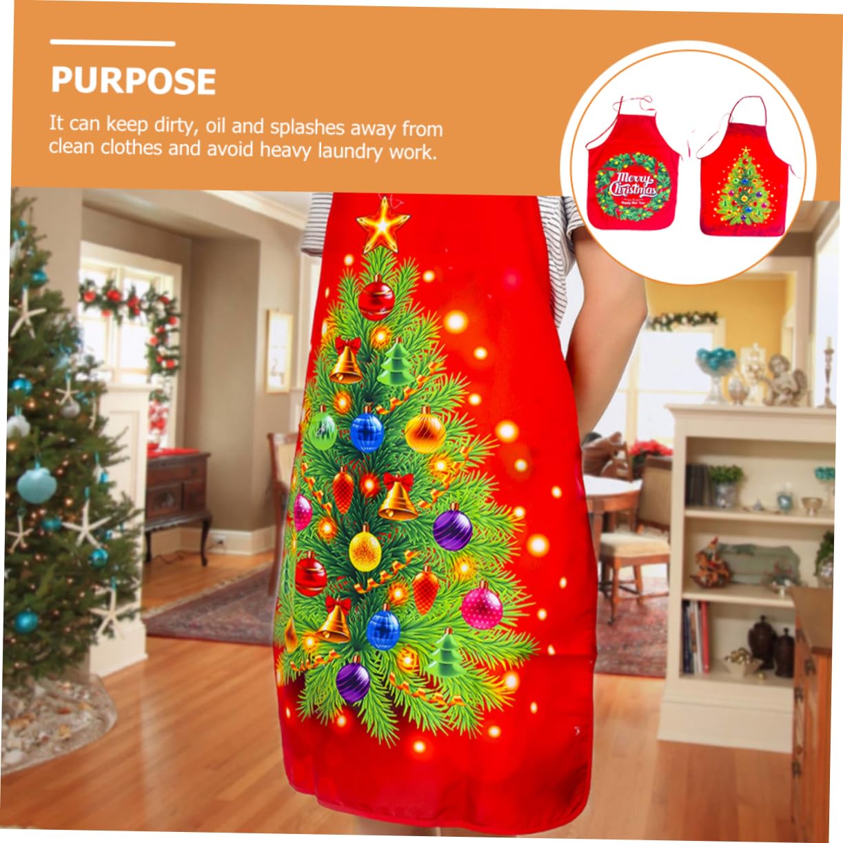 OUNONA 10 Piezas Delantales Navideños de Cocina y Árbol Decorativos y Ajustables para Hombres y Mujeres Fiestas y Trabajo