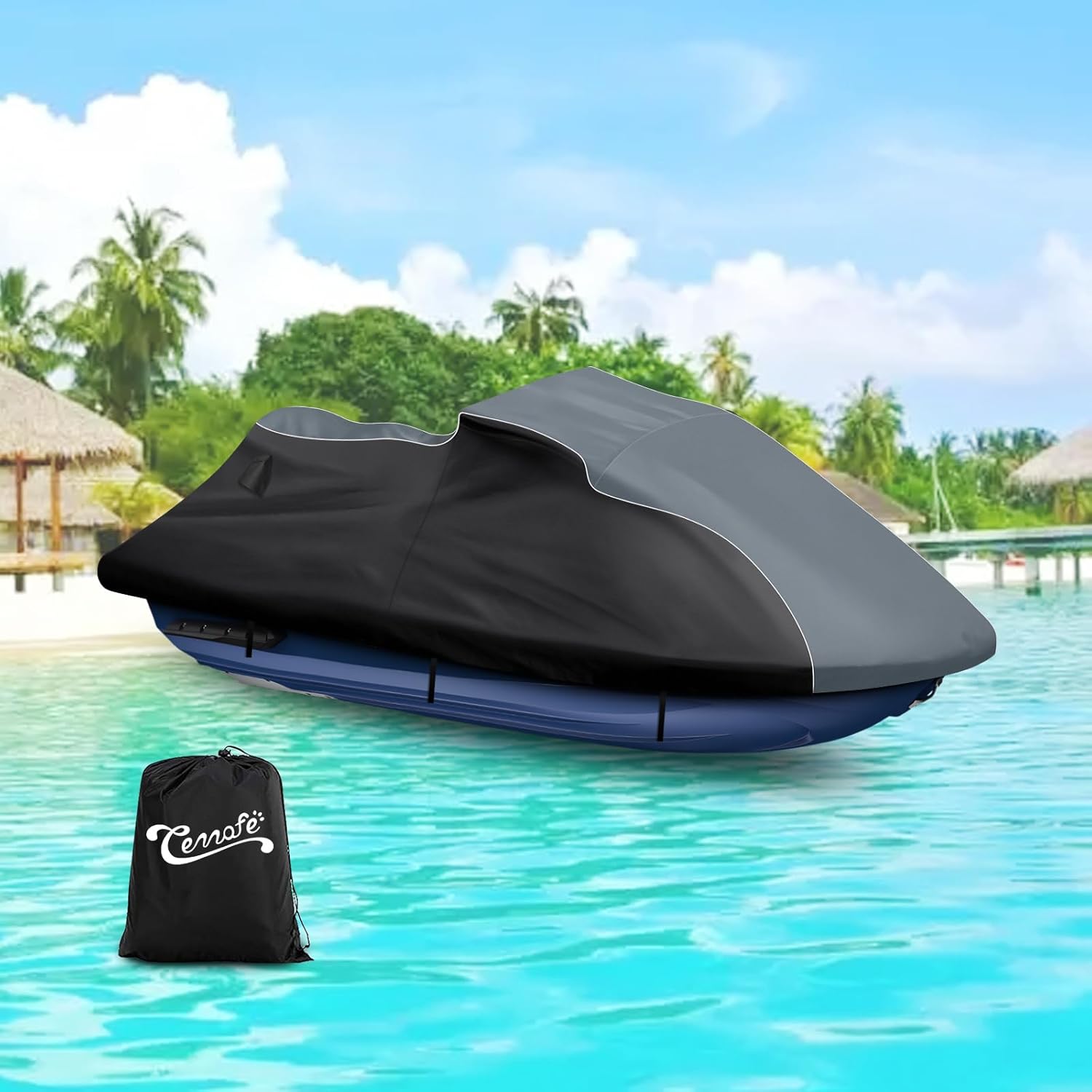 Jet Ski Cover for Yamaha FX Cruiser HO/SHO/SVHO 2012-2018, 600D Oxford Waterproof Jetski Waverunner Covers, UV Resistant Trailerable Covers with Double Air Vents