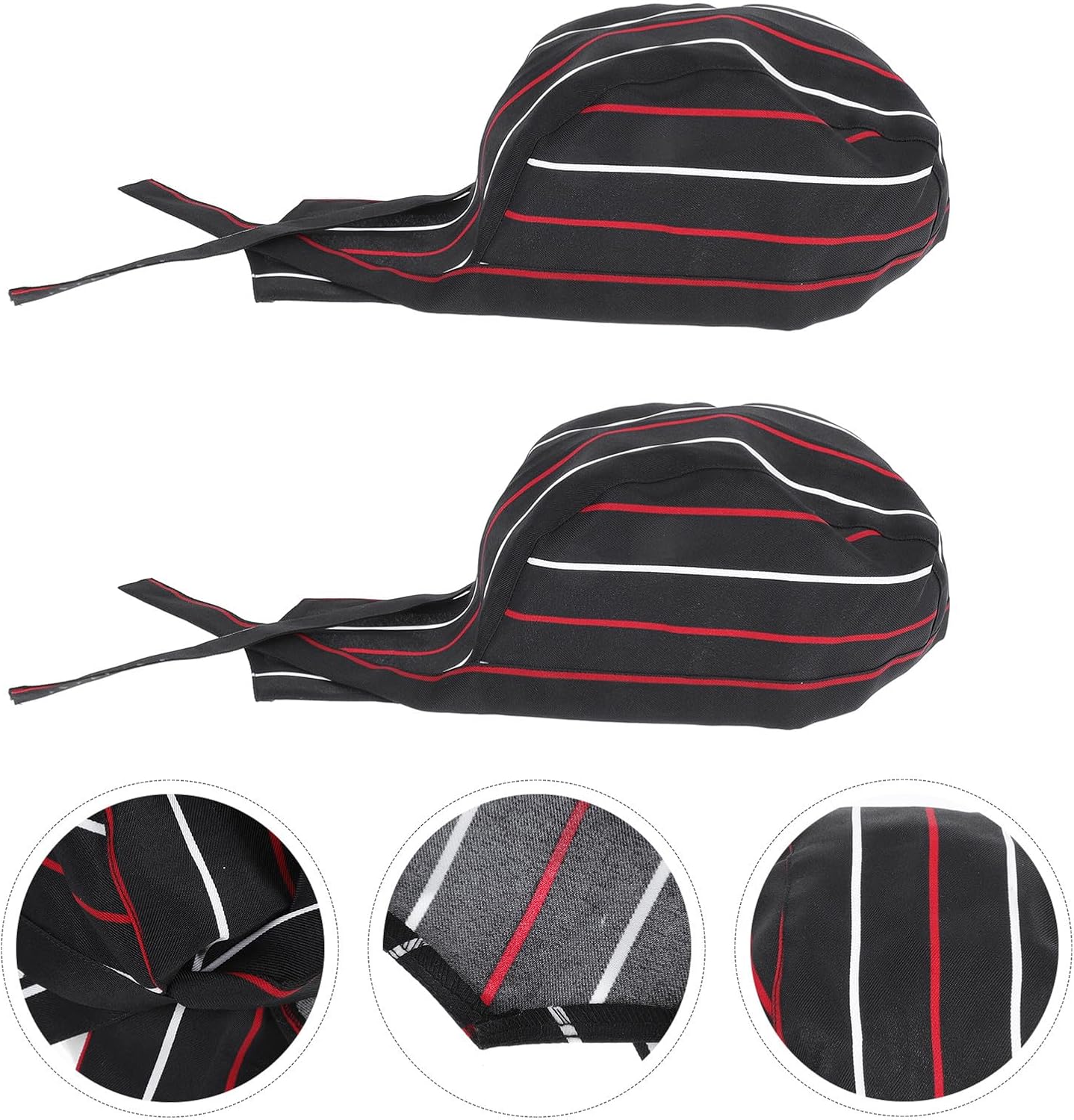 2pcs Chef Hats Pirate Style Kitchen Cooking Caps with Colorful Striped Band, Catering Skull Caps for Restaurant, BBQ, Food Service Uniform