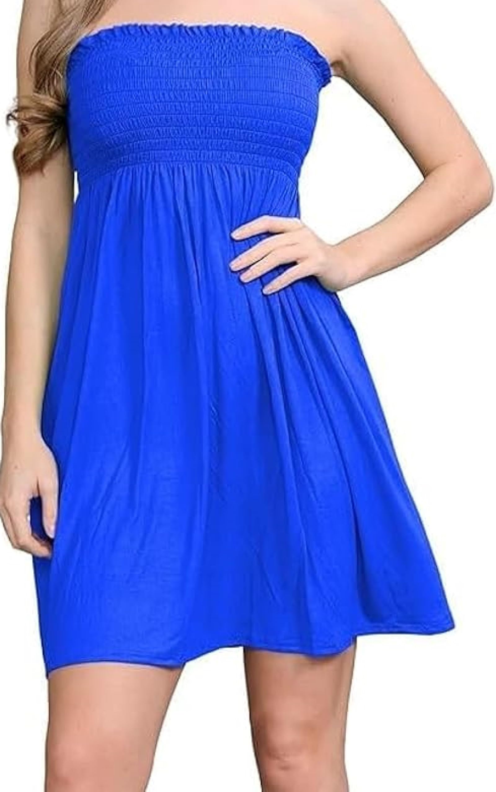 BOOM Prime Ladies Sun Strapless Short Dress Women Summer Dresses Casual Mini Beach Cover Up Boobtube Sheering Tops