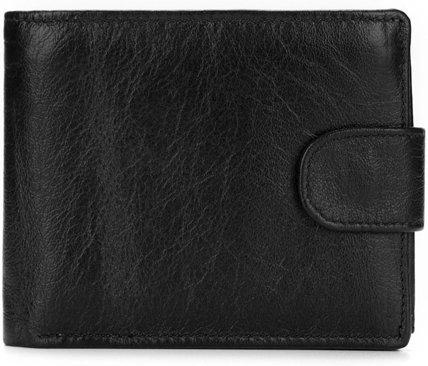 XIUNYIE Genuine Leather Bifold Wallet for Men RFID Blocking Small Soft Large Capacity ID Card Holder with Zip Coin Pocket Black, Black