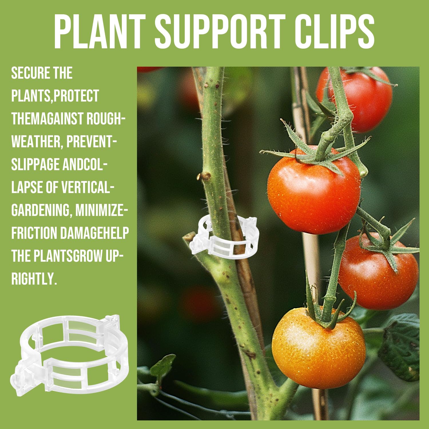 300 clips de soporte para plantas, clips de plástico para plantas trepadoras, clips transparentes para plantas trepadoras, clips de enrejado para jardín, verduras, plantas, flores, fijación