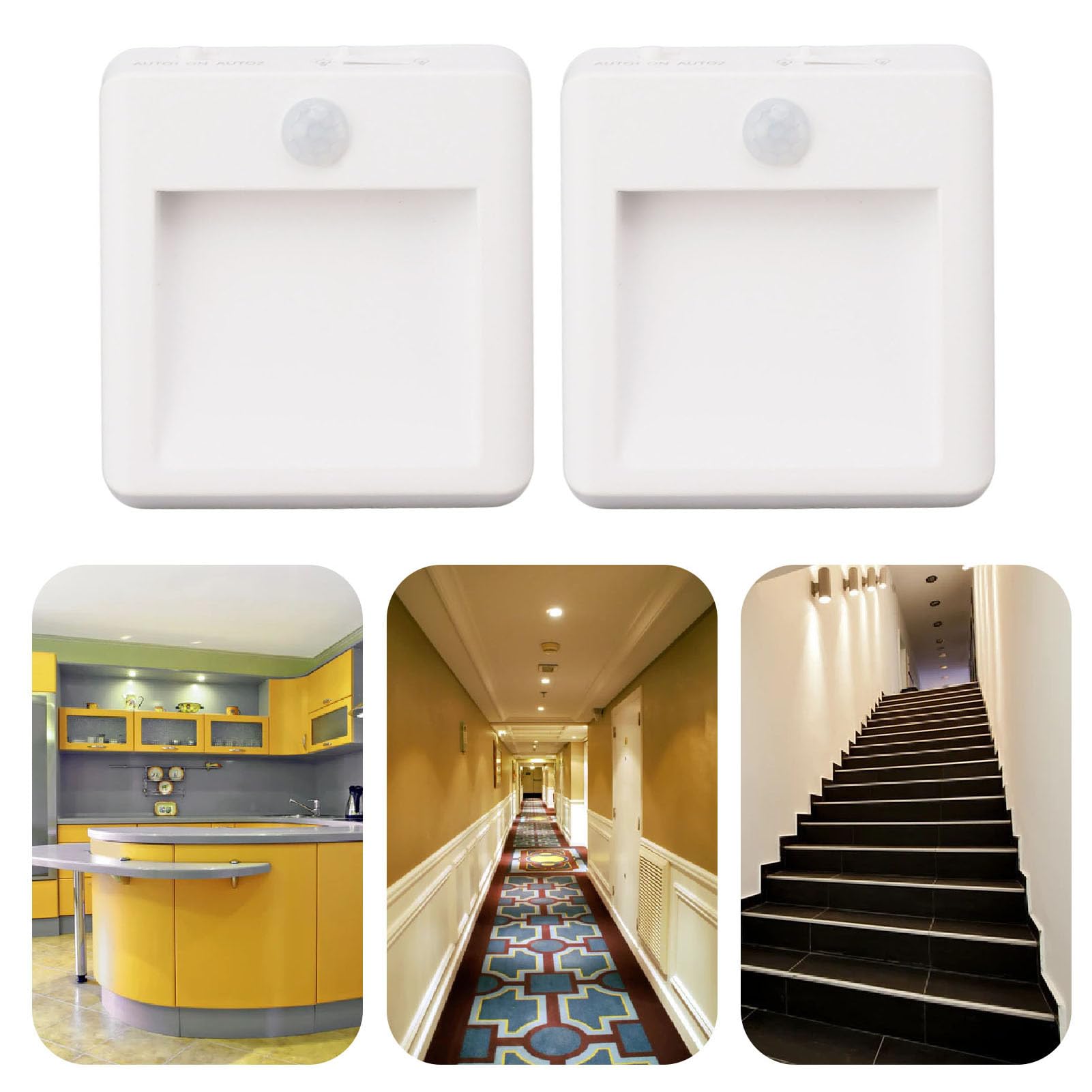 ViaGasaFamido 2pcs Plug-in Luce Notturna Mini Sensore di Movimento Luce Notturna a LED 2 Temperatura di Colore Dimmerabile luminosità Regolabile Luci Notturne da Parete per Bambini Camere da