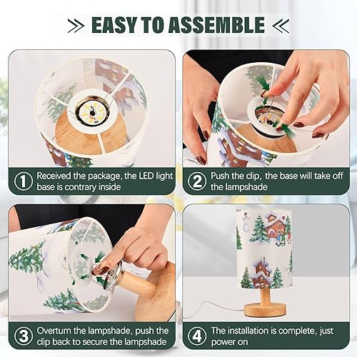 Miniatura 4 de Led Table Lamp Small Lamp with Shade Christmas Gnomes Rural Houses Lamps for Small Spaces Kitchen