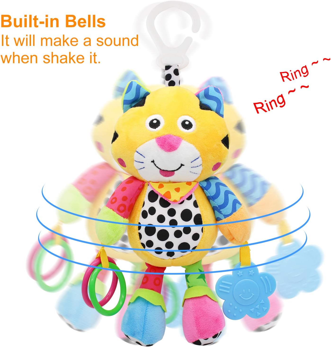 MARUMINE Baby Car Seat Toys with 24 Music and Teether, Infant Soft Plush Rattle, Early Development Hanging Stroller Toys for 0, 3, 6, 9, 12 Months Newborn Boys Girls Gifts (Tiger) : Toys & Games