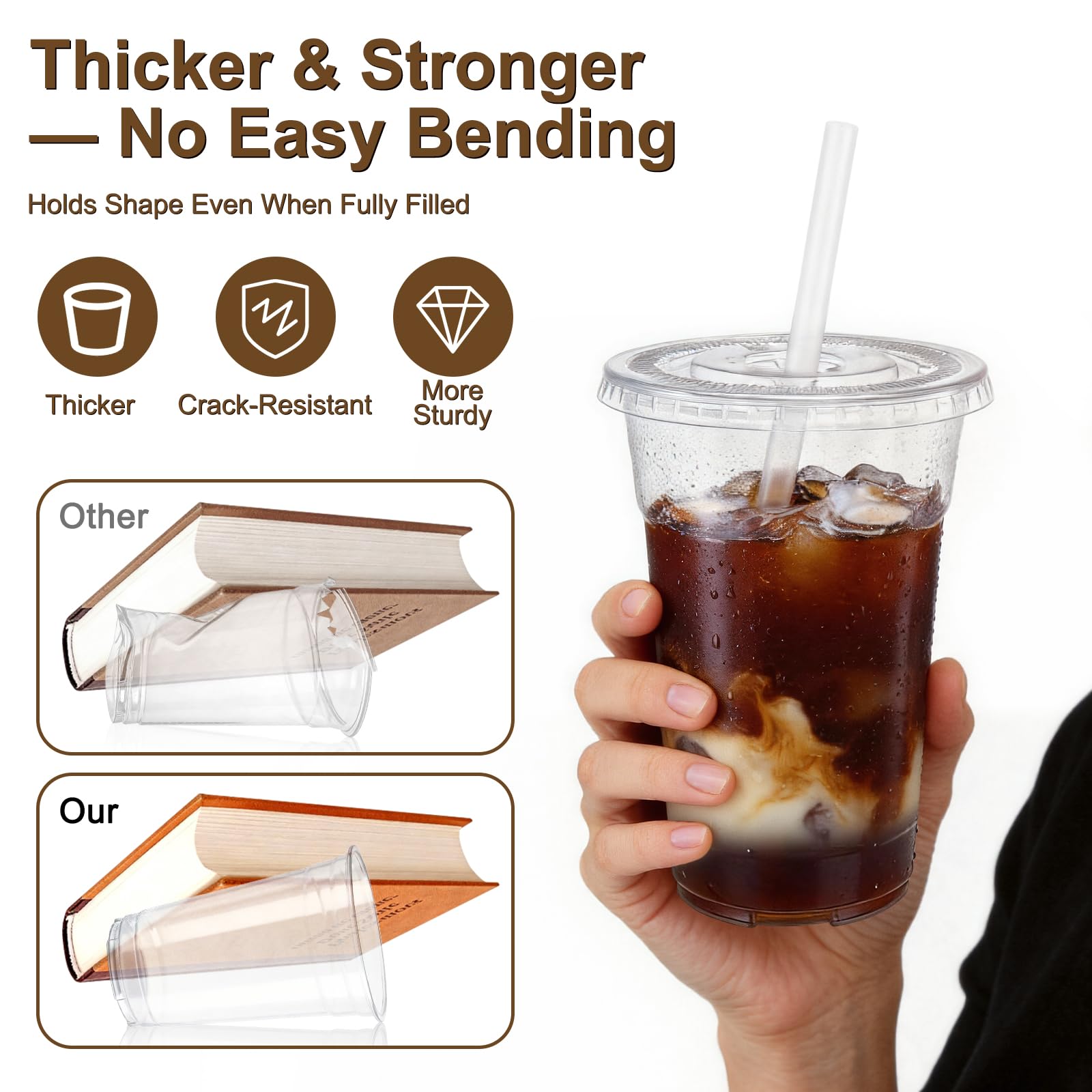 100 Pack 16oz Clear Plastic Cups with Lids and Straws — Amazon image 2