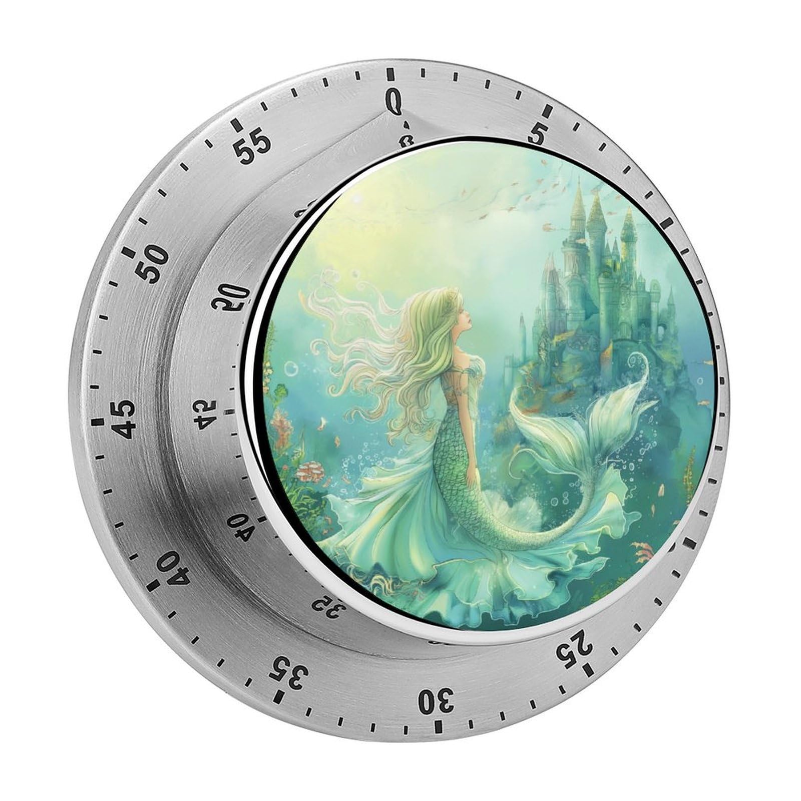 Cartoon Mermaid Kitchen Timer Magnetic Countdown Countup Timer for Cooking Baking 8x8cm