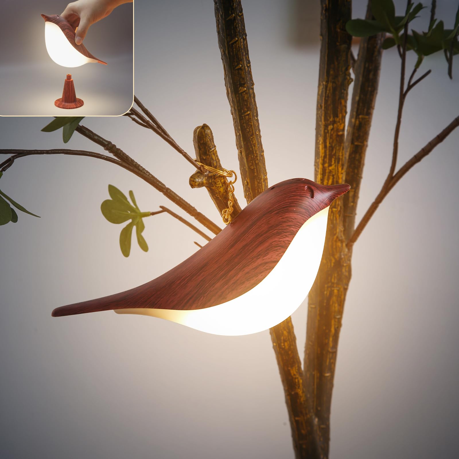 Small Bird Table Lamp, Cordless Bedside Lamps, Battery Operated Lamp with 3 C Small Bird Table Lamp, Cordless Bedside Lamps, Battery Operated Lamp with 3 C