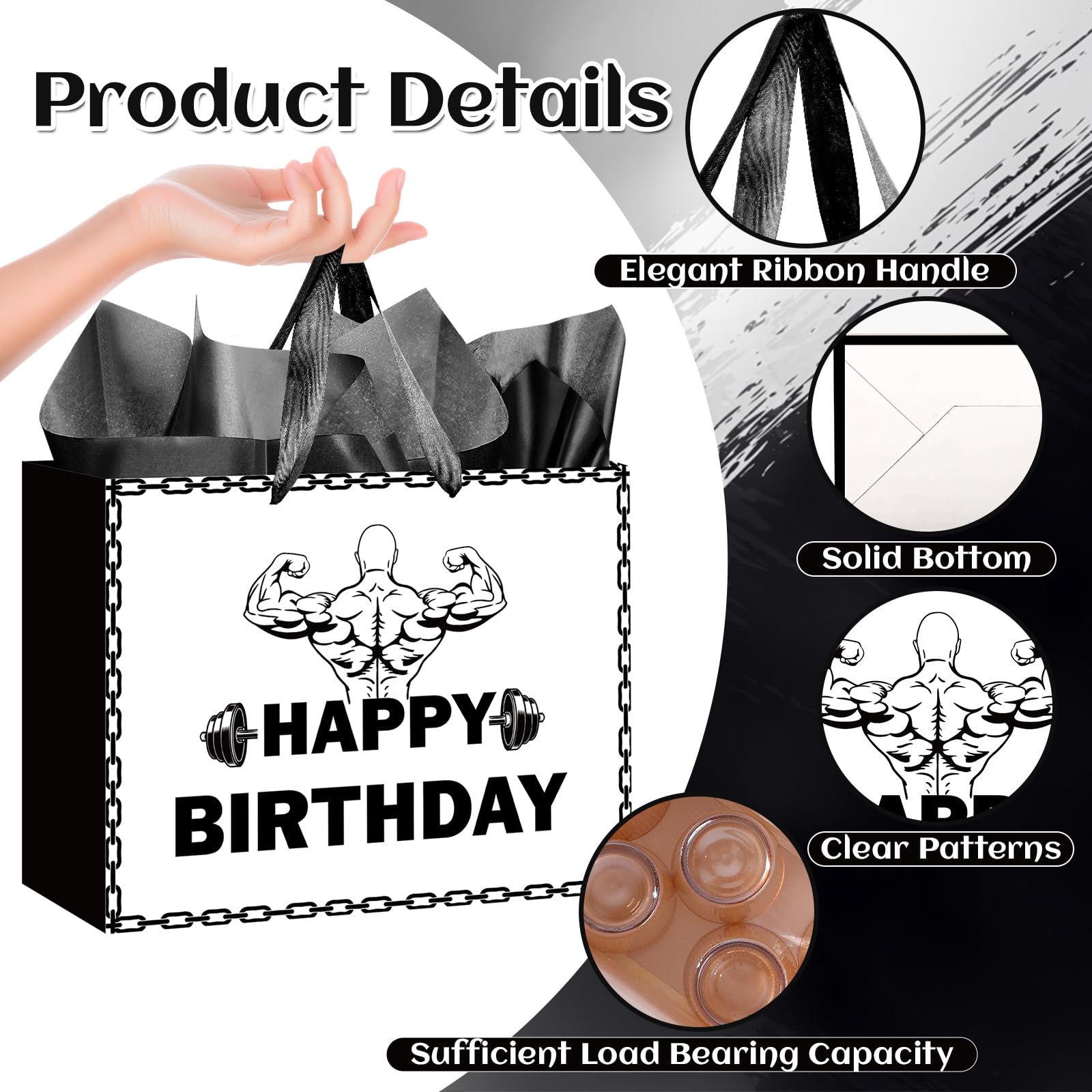 Gym Birthday Gifts Bag BDF32 With Tissue Paper Lifting Gym Birthday Party Decorations Fitness Birth Day Gifts Men Women Bodybuilding Fitness Gift Bag Gym