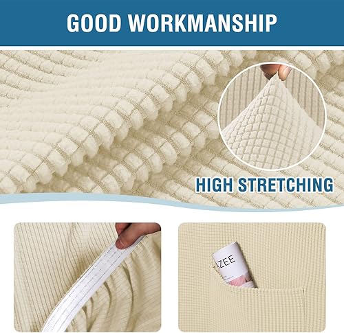 Miniatura 4 de H.VERSAILTEX Fundas para silla de varias piezas, fundas elásticas para sofá, fundas de cojín ajustables para asiento y respaldo (1 funda de asiento